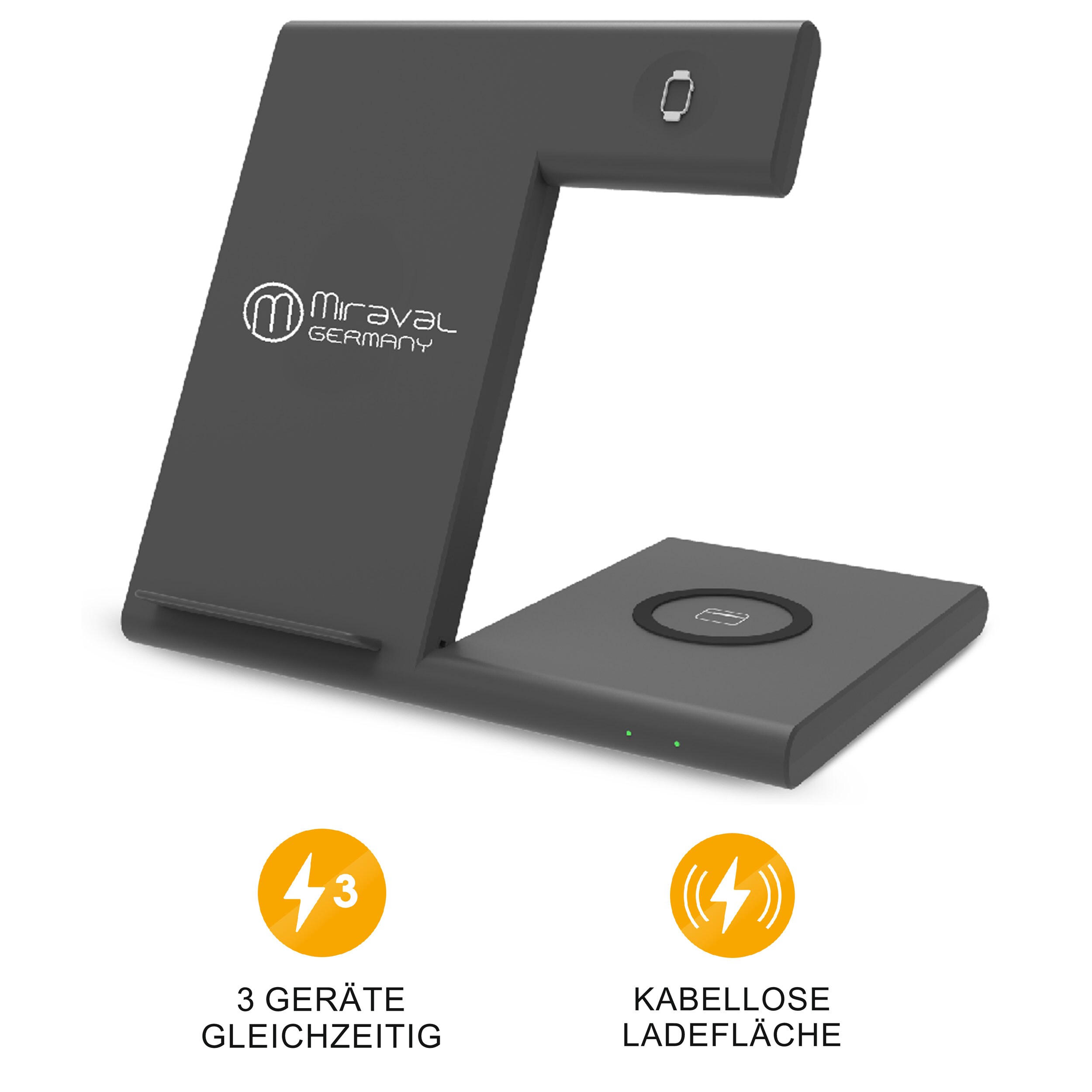 Miraval  3 in 1 Ladestation f&uuml;r kabelloses Laden, zusammenklappbar, induktives laden - Bild 1
