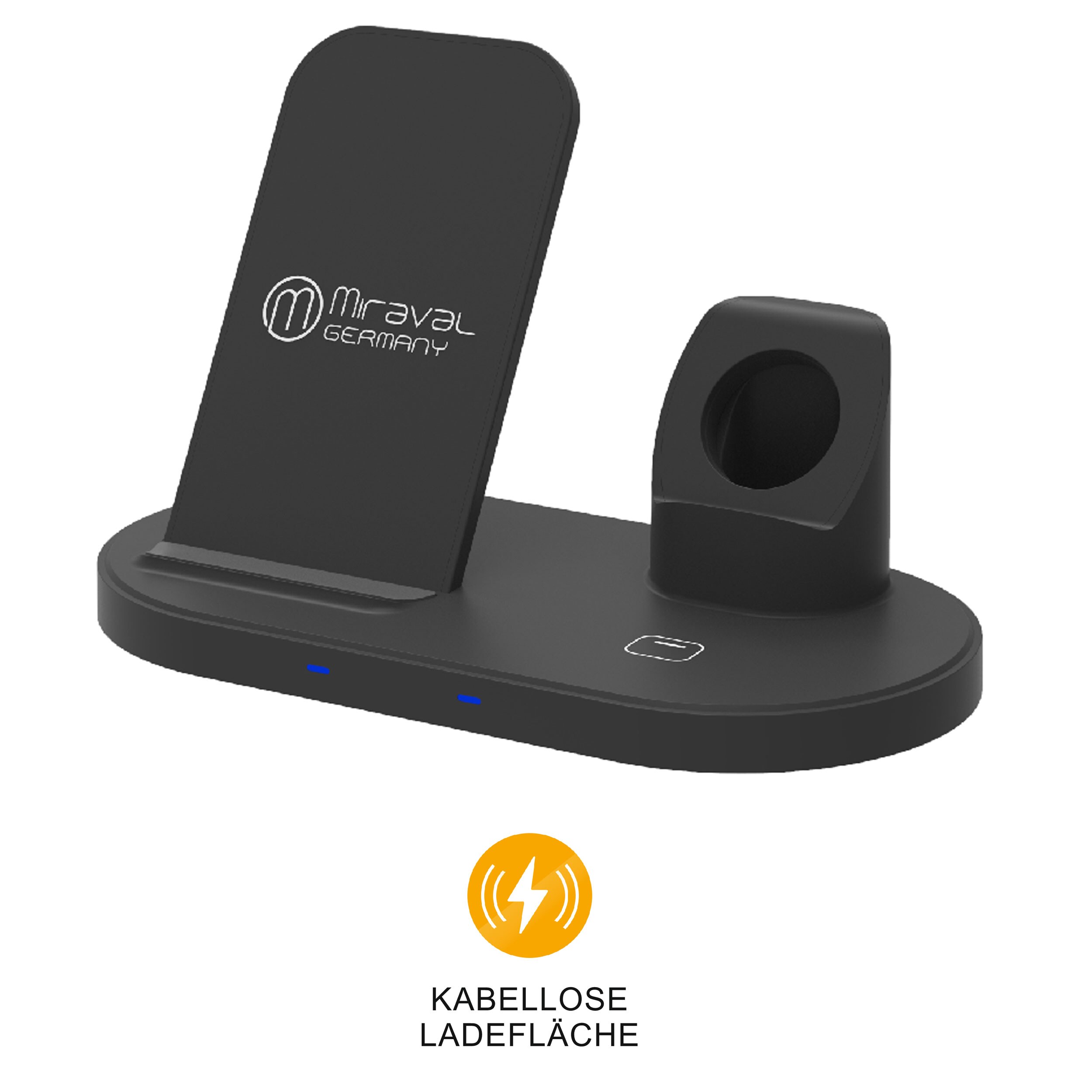 Miraval  2 in 1 Ladestation f&uuml;r kabelloses laden USB-Anschluss f&uuml;r Smartwatches, induktives laden - Bild 1