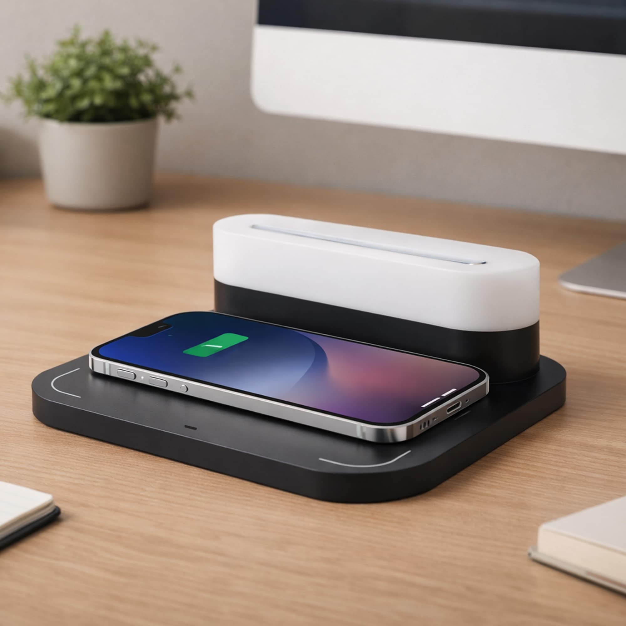 Miraval  Kabelloses Ladeger&auml;t 15W mit LED Licht & Touchfunktion, USB-C Kabel, Schwarz - Bild 1