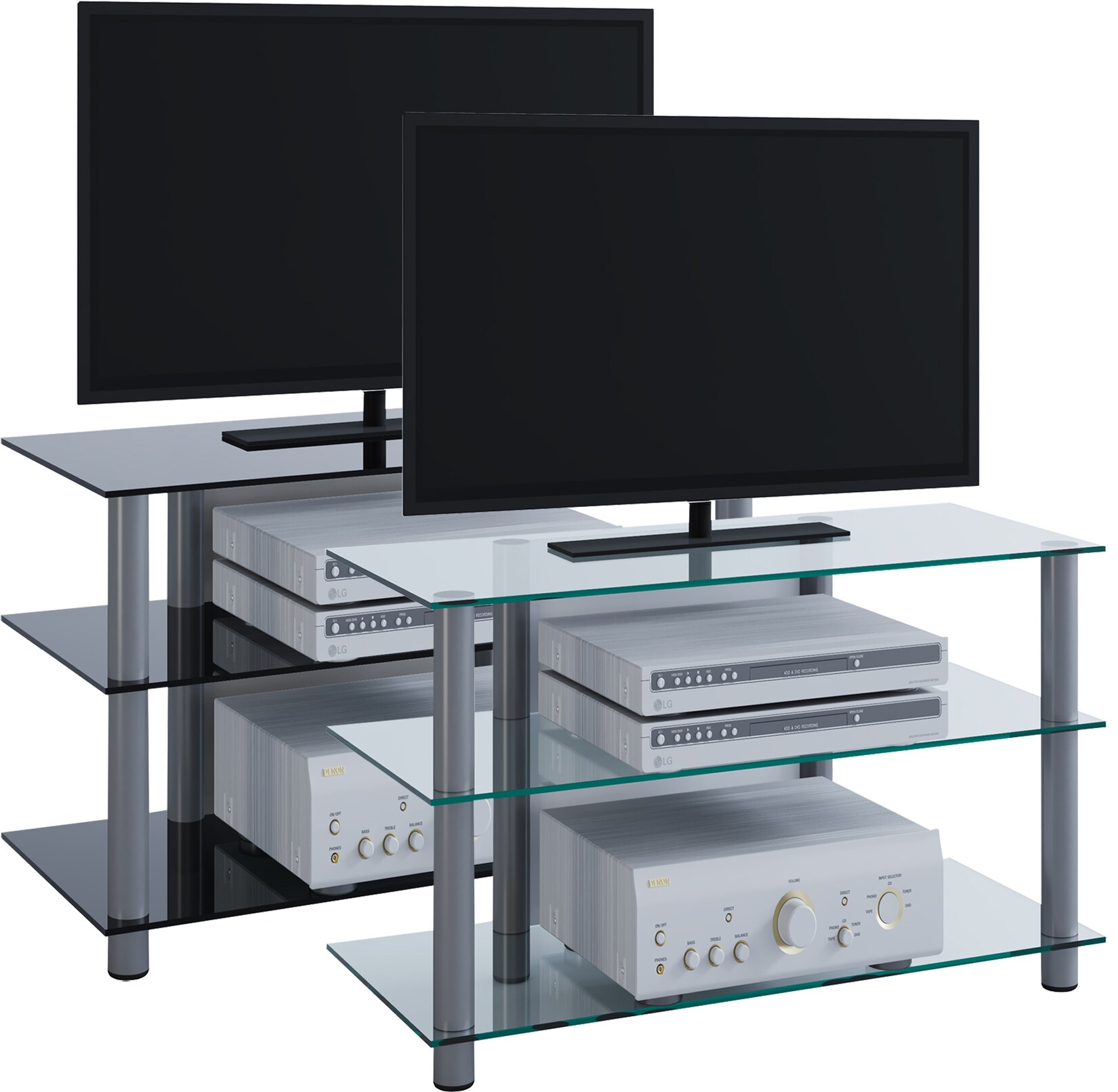 VCM TV Möbel Sideboard Fernsehschrank Rack Fernseh Board Alu Glas Tisch Sindas