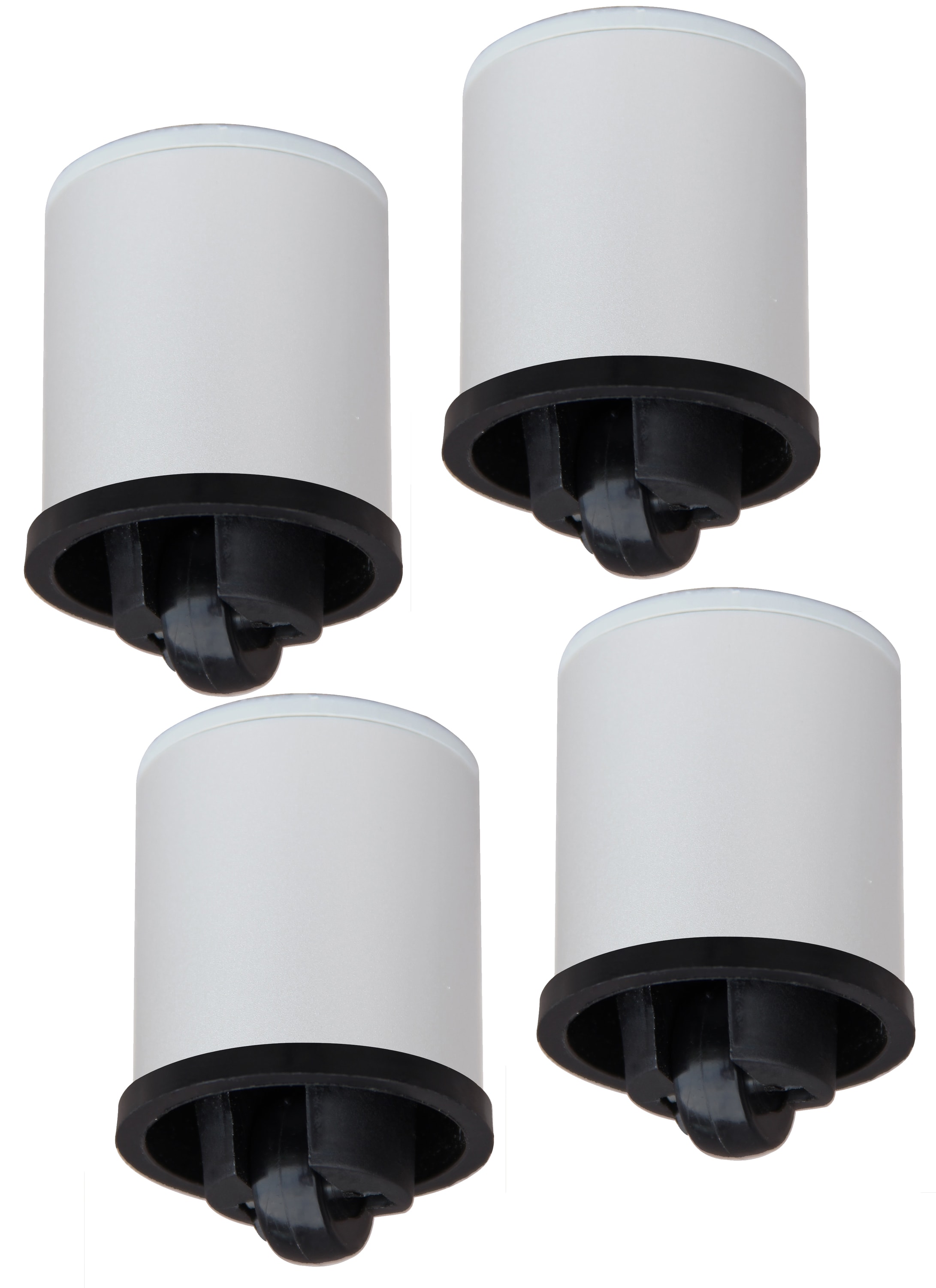 VCM 4 tlg. Laufrollen | F&uuml;r Hifi- TV-M&ouml;bel mit Alu-Rohren | bis 80 kg belastbar - Rolio - Bild 1