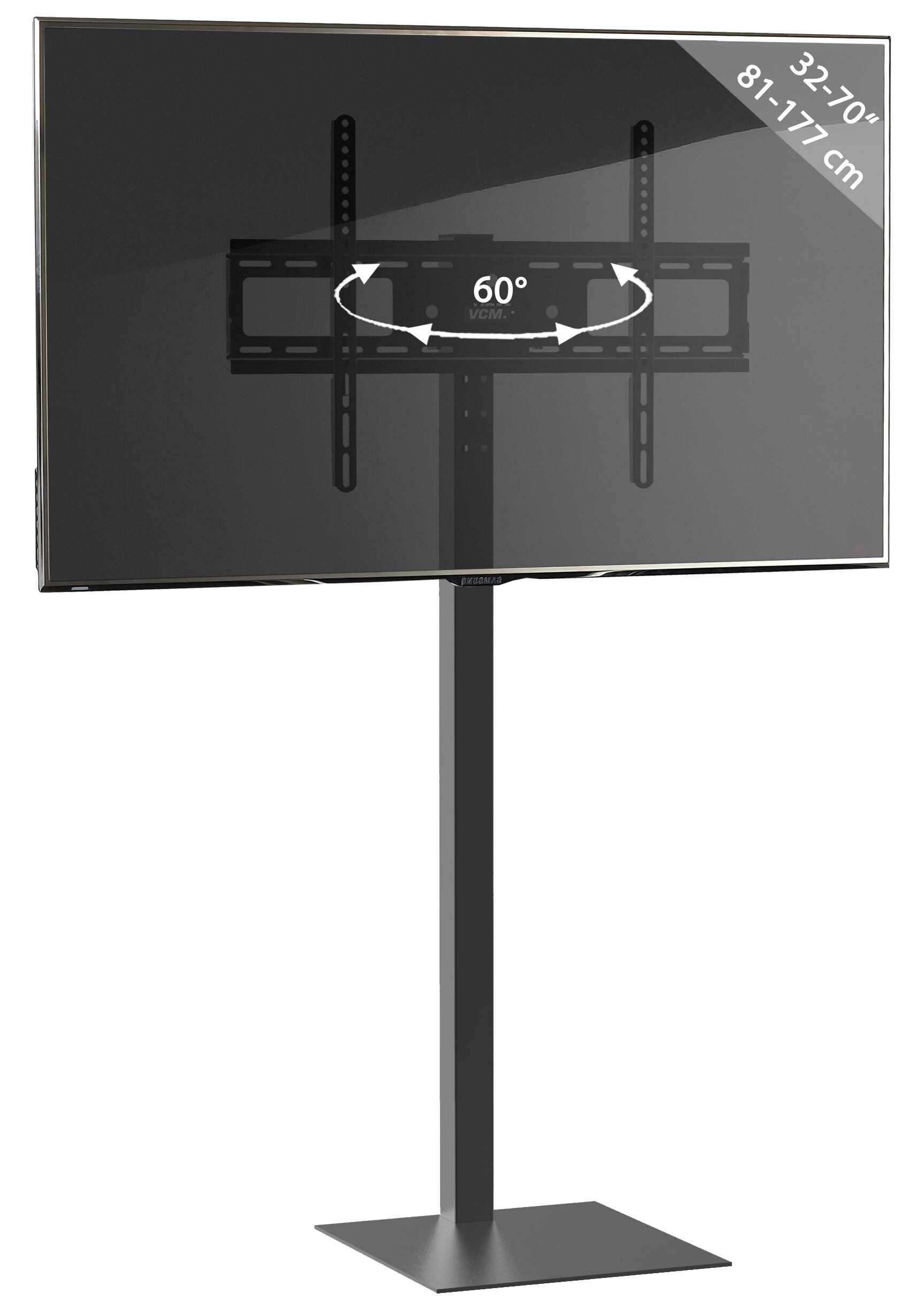 VCM TV Standfu&szlig; mit Zwischenboden 32-70 Zoll bis 35 kg | VESA max. 600x400 | h&ouml;henverstellbar 112-124 cm | Fernseh St&auml;nder | TV Bodenst&auml;nder Ma&szlig;e ca. H. 112 - 124 x B. 64 x T. 38 cm | Fernsehstand Zanta - Bild 1