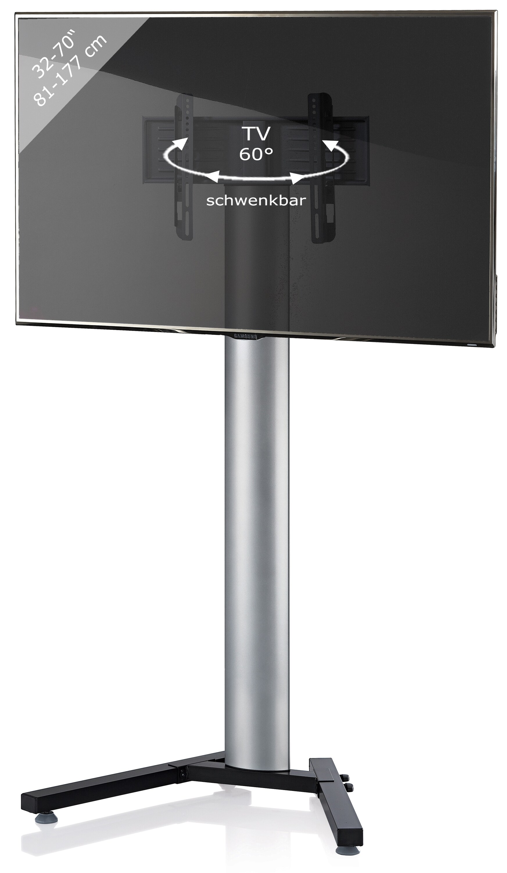 VCM TV Standfu&szlig; 26-70 Zoll bis 30 kg | VESA bis max. 600x400 | Fernseh St&auml;nder aus Alu | TV St&auml;nder Ma&szlig;e ca. H. 174 x B. 90 x T. 72 cm | Fernsehstand Stadino Maxi - Bild 1