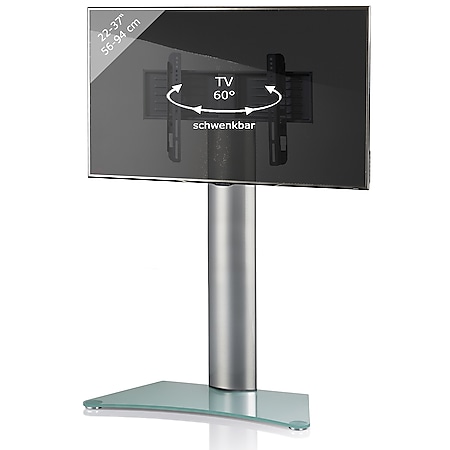 VCM TV-Standfuß LED Ständer Fernseh Standfuss Alu Glas Universal "Findal" Universell VESA Ablage Schwarzglas oder Mattglas - Bild 1
