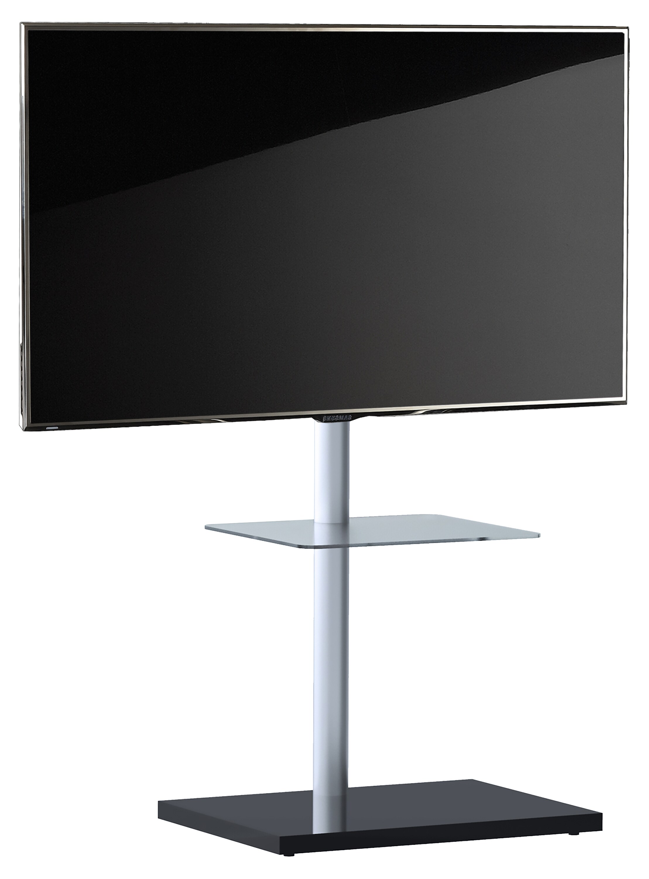 VCM TV Standfu&szlig; schwenkbar | Aluminium St&auml;nder f&uuml;r Fernseher 26-70 Zoll | Ma&szlig;e ca. H. 100 x B. 60 x T. 45 cm | bis VESA 400x400 | TV M&ouml;bel Nalano mit Fachboden - Bild 1