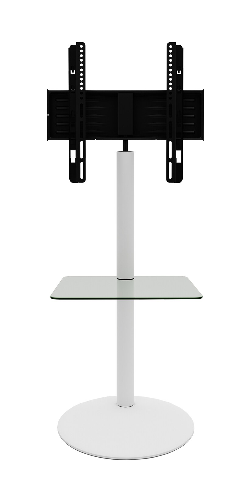 VCM TV Standfuß mit Zwischenboden 32-70 Zoll   VESA max. 600×400 bis 40 kg   Runder Fernseh Ständer aus Alu   TV Bodenständer Maße ca. H. 100 x B. 55 x T. 45 cm   Fernsehstand Cirla | 04051814400704