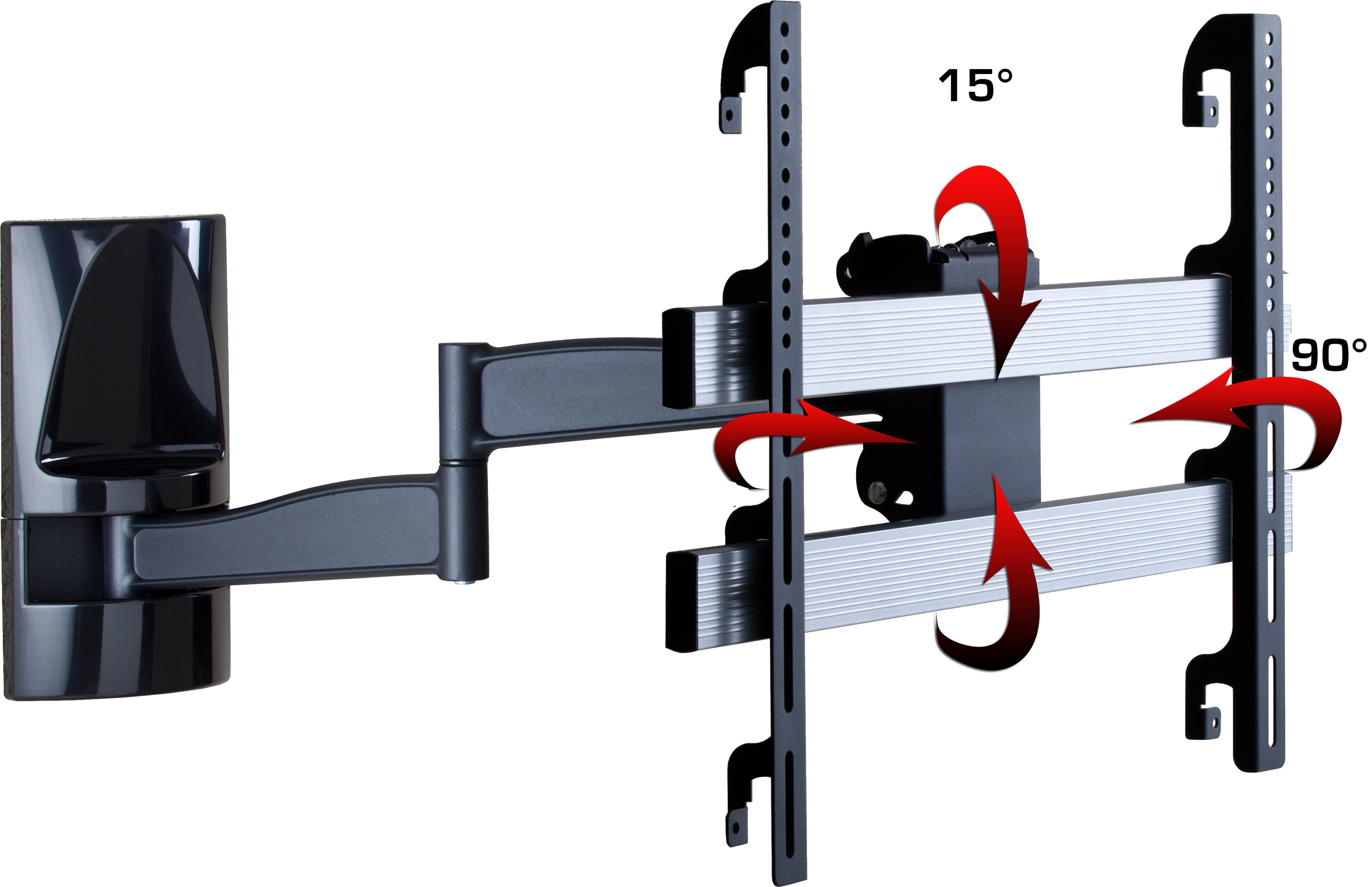 VCM Universal TV Wandhalterung 32-70 Zoll bis 35 kg | um 15 Grad neigbar kippbar | 90 Grad schwenkbar | ausziehbar | VESA bis max. 600x400 | Halter Fernsehhalter mit Wasserwaage | Fernseh Halterung WS300 - Bild 1