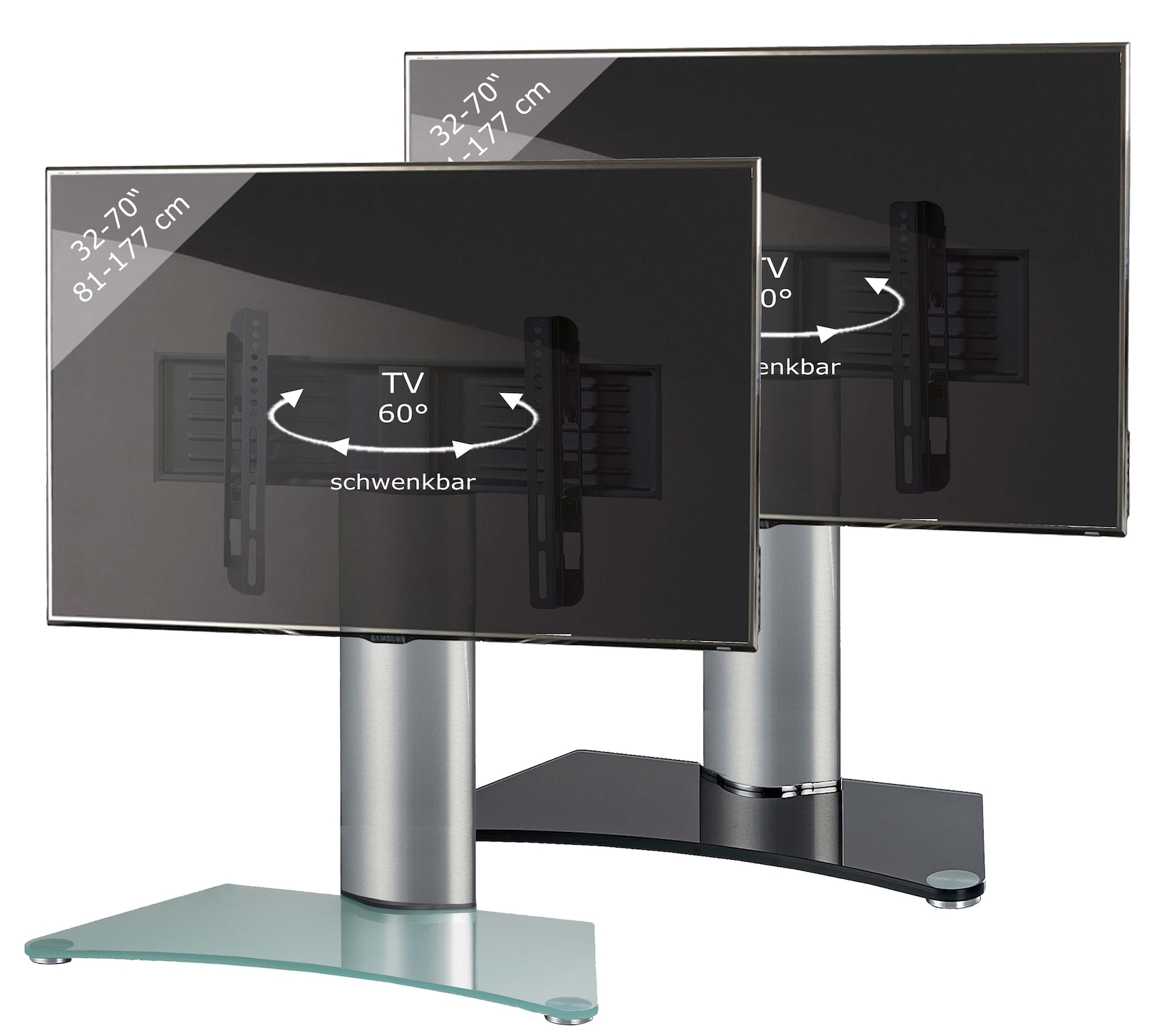 VCM Universal TV VESA Standfuß Aufsatz Erhöhung Alu Fernseh Ständer Glas WindoxaMaxi