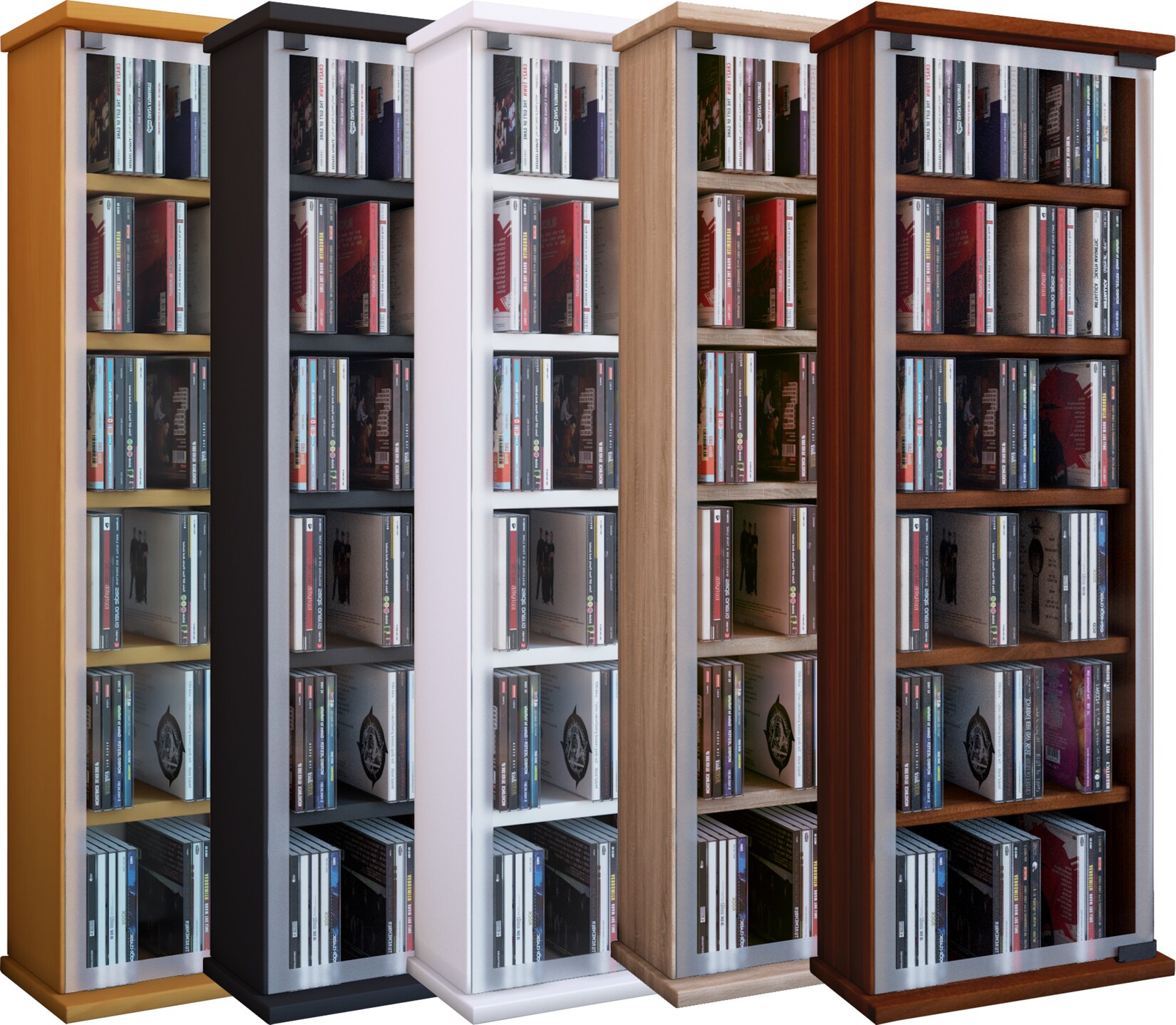 VCM CD Regal Holz CD Schrank mit ESG-Sicherheitsglastüren für 204 CDs oder 72 DVDs Maße: H. 92 x B. 31 x T. 18 cm Blu ray Regal CD Regal - Classic
