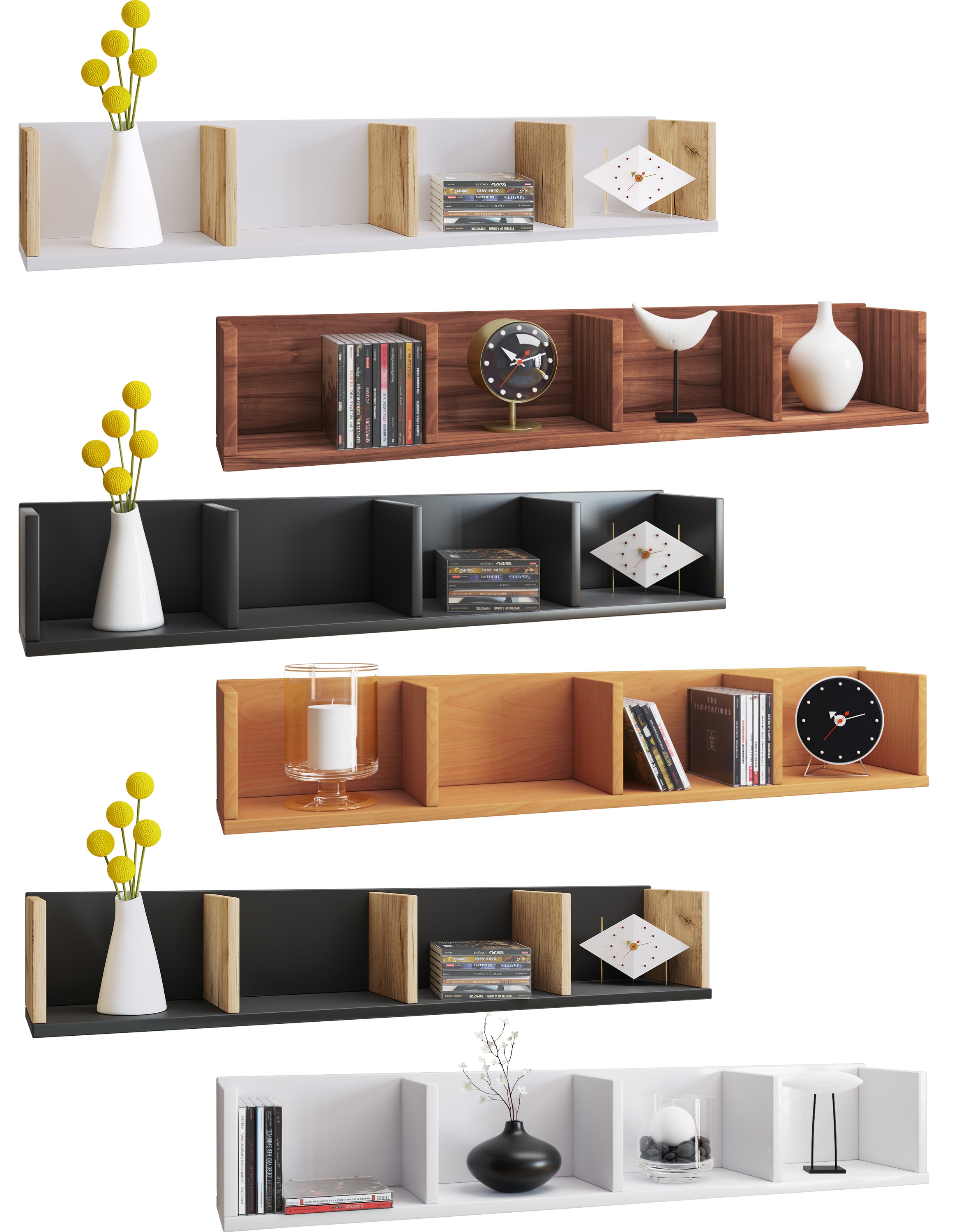 VCM Holzregal h&auml;ngend | platzsparendes Regal | Ma&szlig;e: H. 15 x B. 97 x T. 17 cm | Elegantes Regal h&auml;ngend | Aufbewahrungsregal | B&uuml;cherregal | Wandboard - Honsa - Bild 1