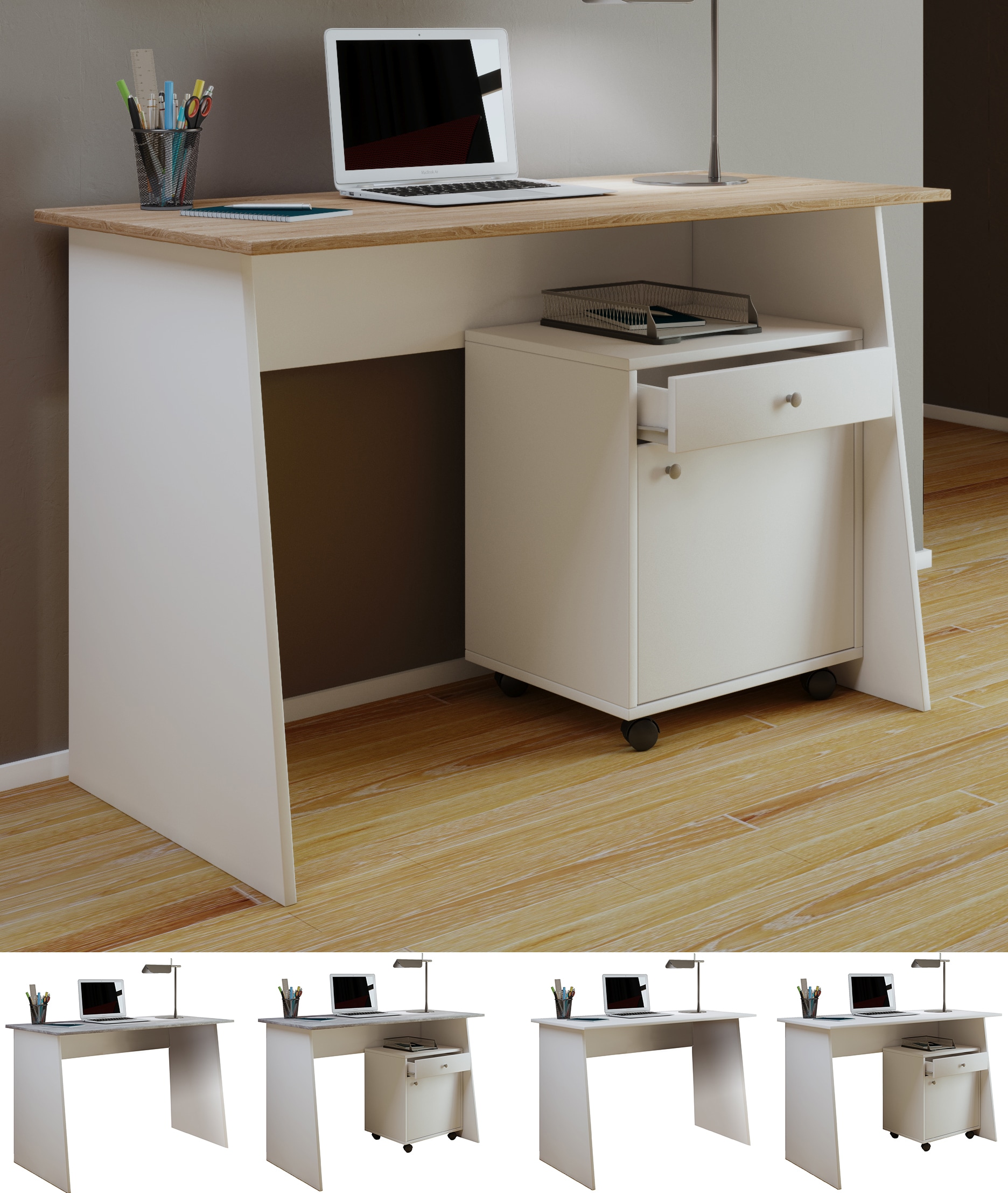 VCM Computertisch | Ma&szlig;e ca. H. 74 x B. 110 x T. 50 cm | stylische Seitenteile | Schreibtisch &ndash; Masola Maxi - Bild 1