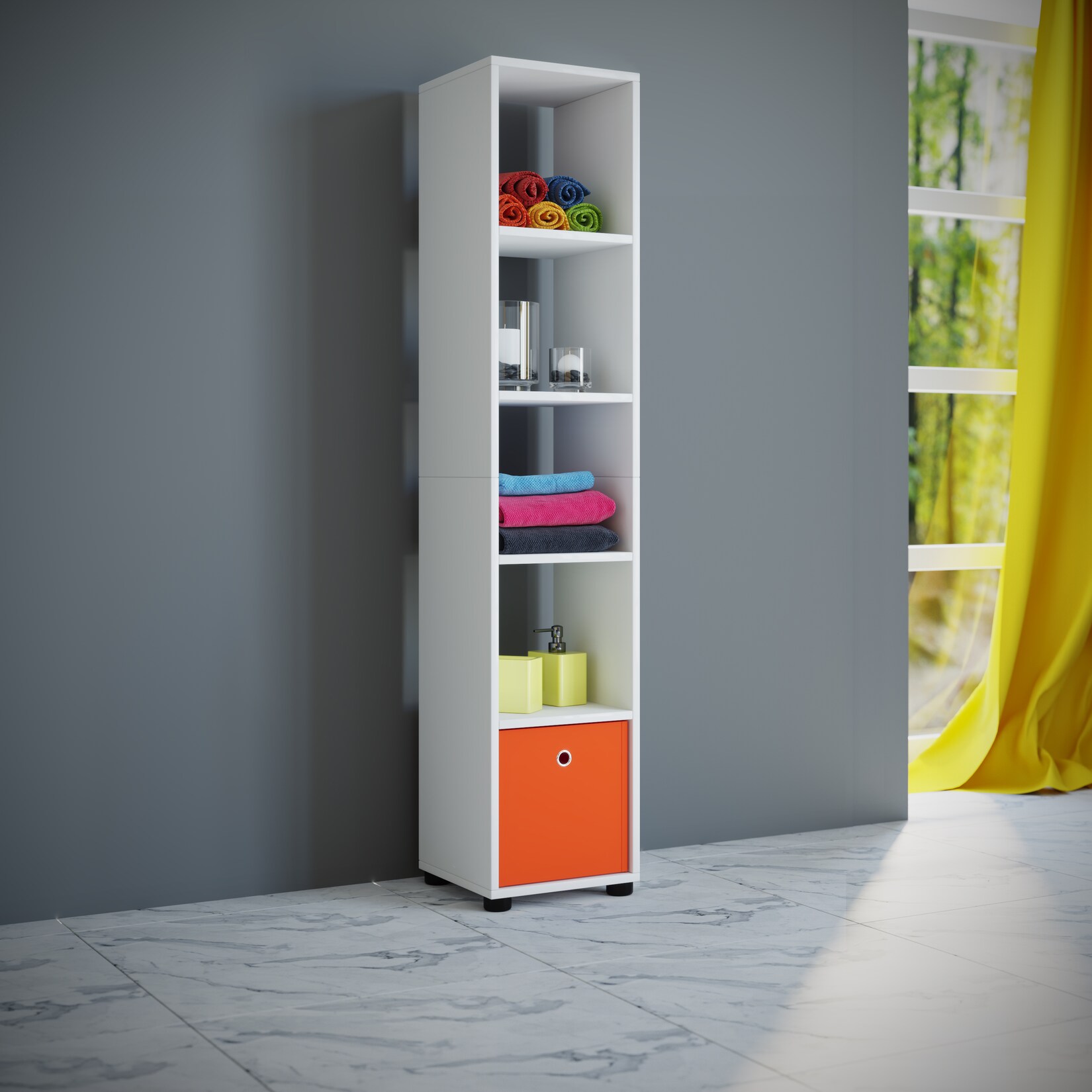 VCM Holz Badezimmerschrank   Badmöbel   Stand Badregal   Badezimmer   Hochschrank   Maße ca H. 152 x B. 31 x T. 30 cm – Benos-5 | 04051814341991