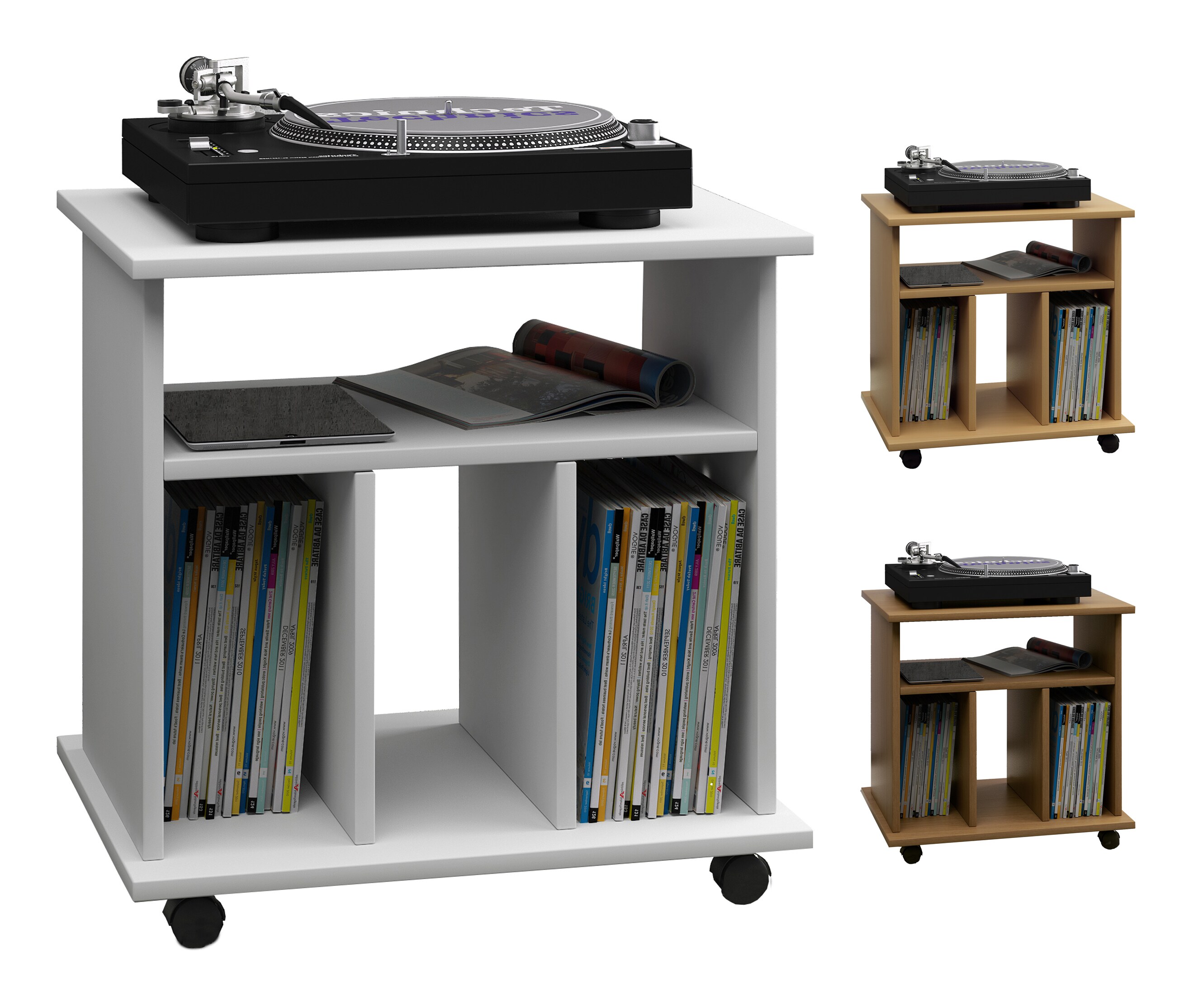 VCM Holz Media-Regal | Regal mit Rollen | Ma&szlig;e: H. 59 x B. 60 x T. 45 cm - Retal - Bild 1