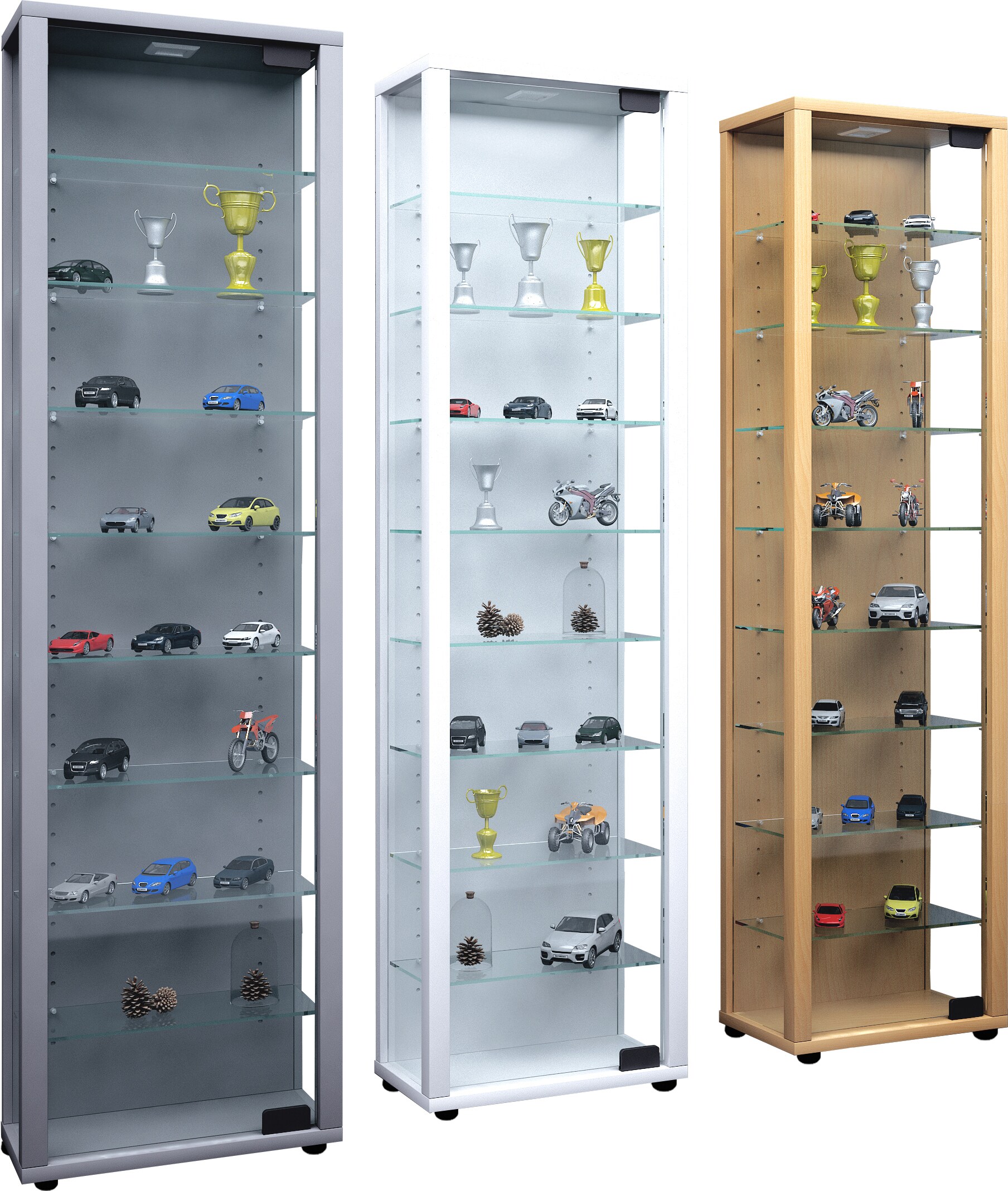 VCM Glasvitrine stehend | Vitrine Glas mit ESG-Sicherheitsglas | Ma&szlig;e ca. H. 115 x B. 33 x T. 18 cm | Standvitrine Glas | Modern und platzsparend | Glas Vitrinenschrank &ndash; Edana Maxi - Bild 1