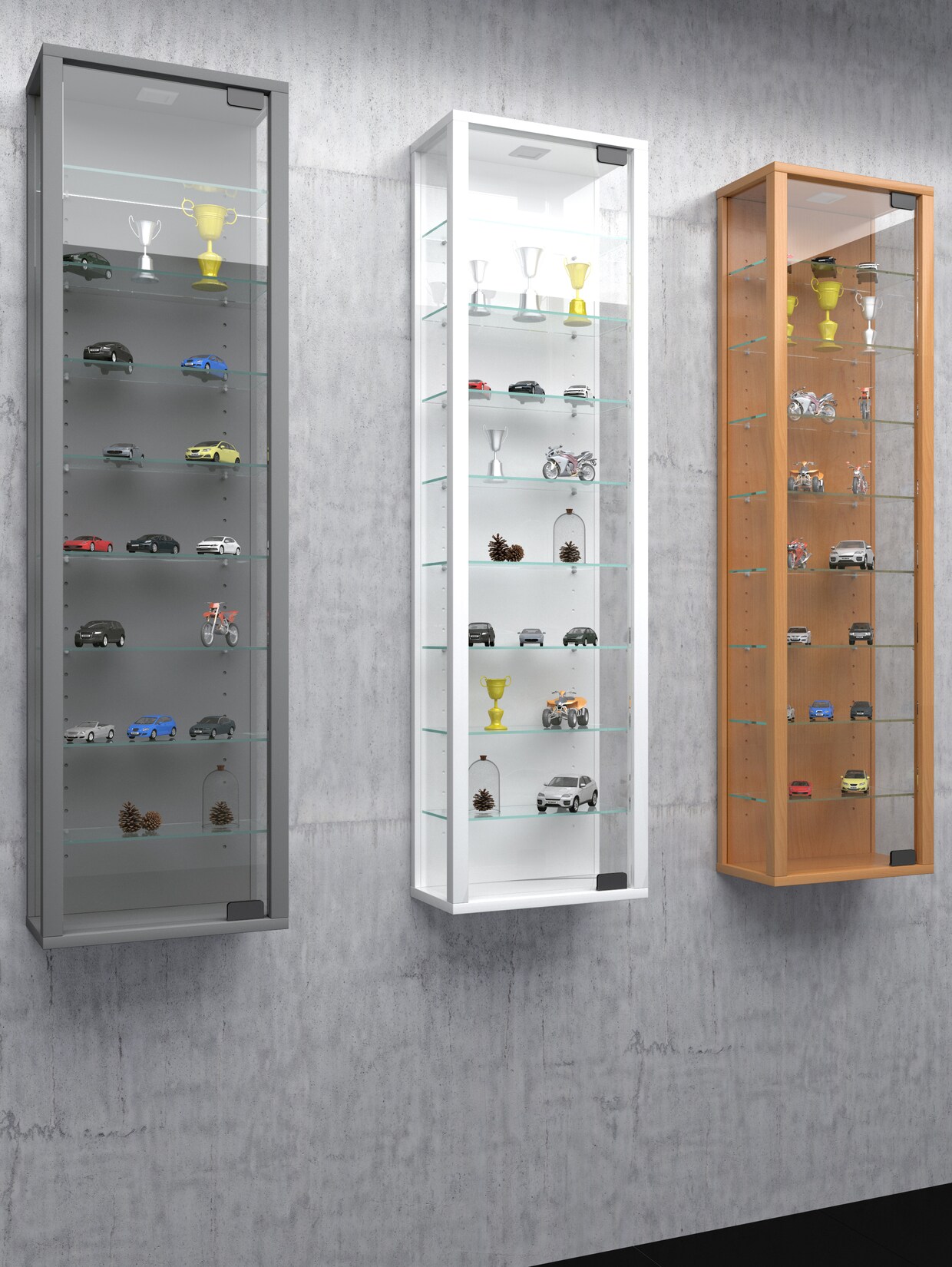 VCM Glasvitrine hängend   Vitrine Glas mit ESG-Sicherheitsglas   Maße ca. H. 115 x B. 33 x T. 18 cm  Hängevitrine Glas   Modern und platzsparend   Glas Vitrinenschrank –  Stano Maxi | 04051814345265