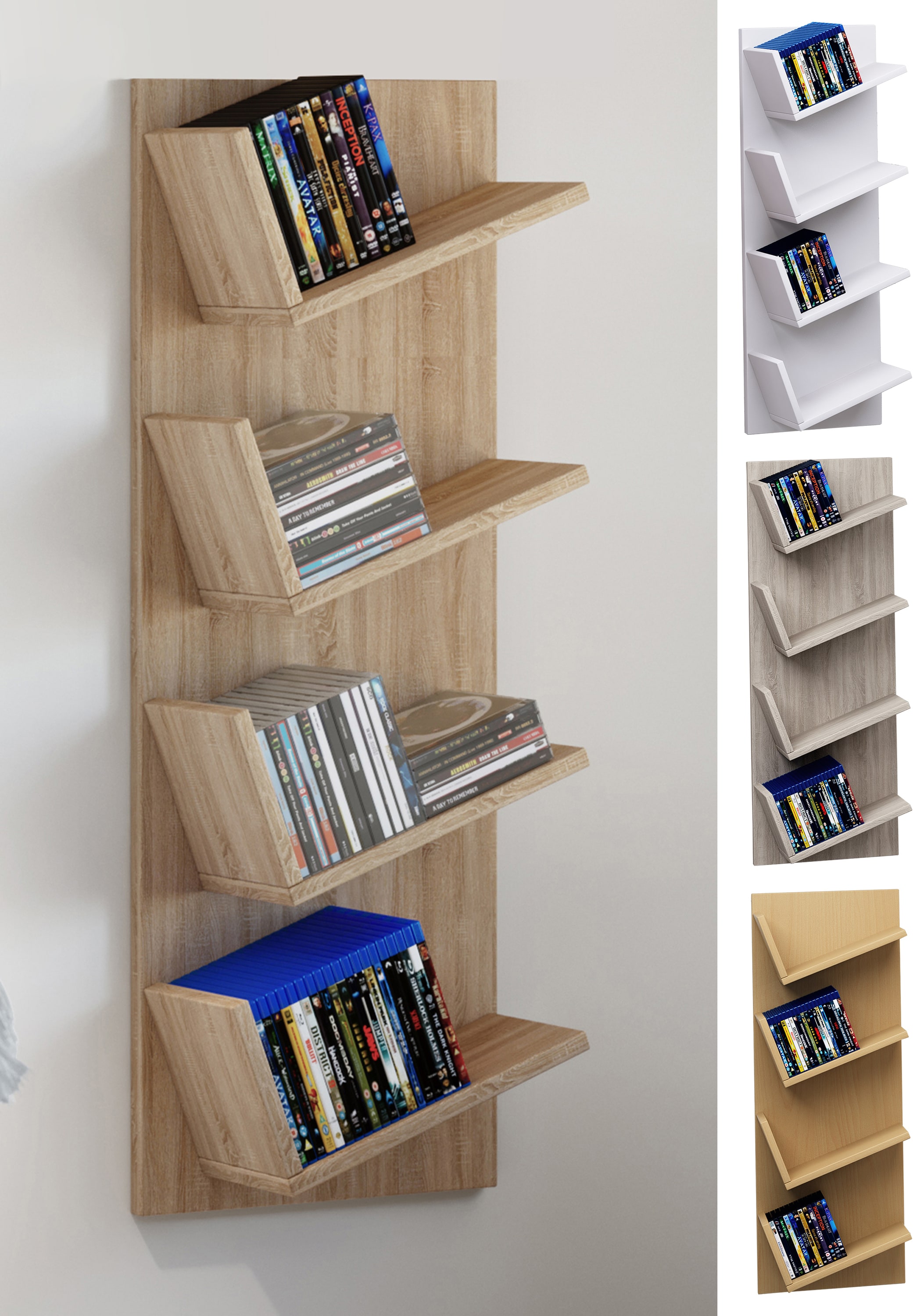 VCM Holzregal h&auml;ngend | platzsparendes Regal | Ma&szlig;e: H. 90 x B. 33 x T. 16 cm | Elegantes Regal h&auml;ngend | Aufbewahrungsregal | B&uuml;cherregal | Wandboard - Lansi Mini - Bild 1