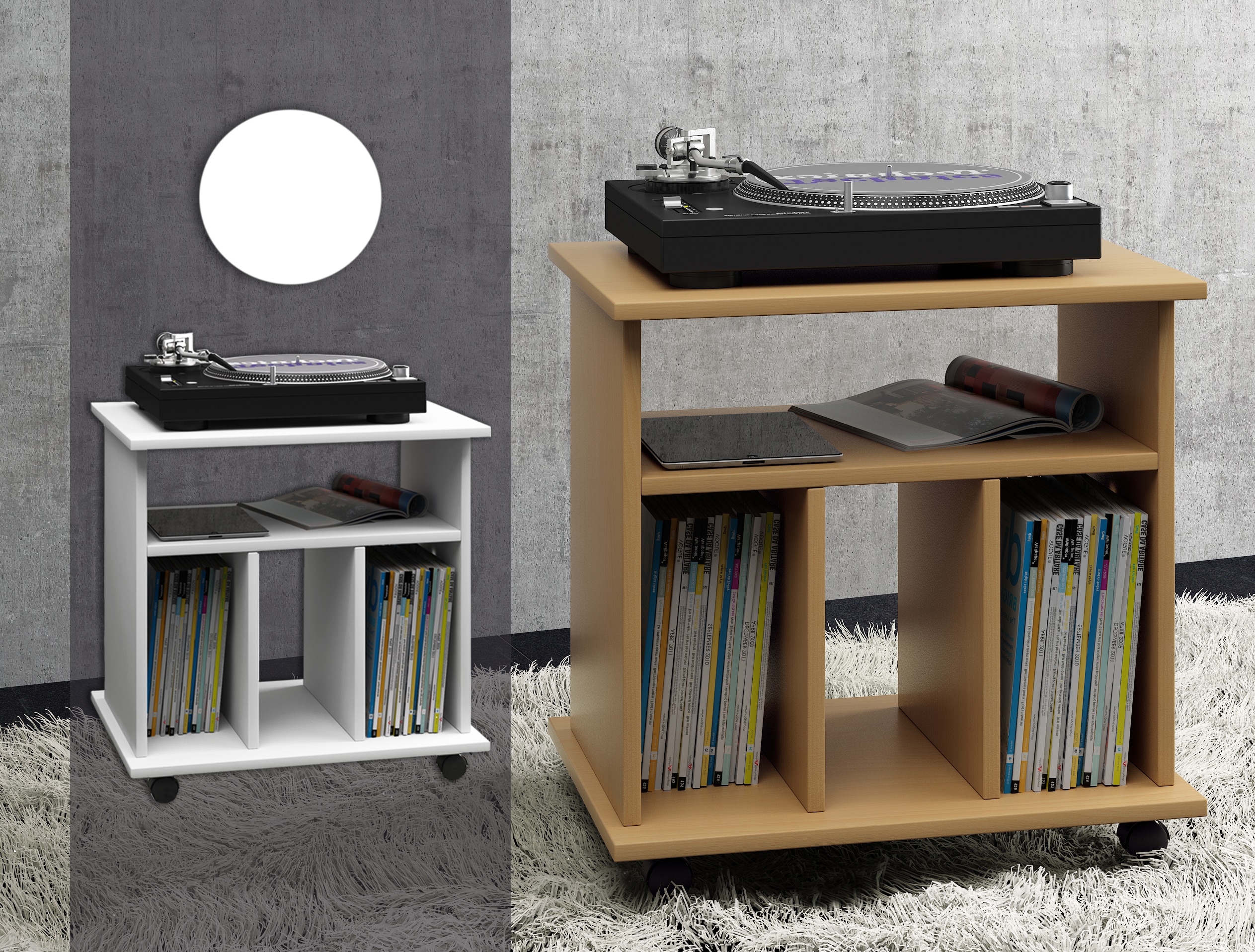 VCM Holz Beistelltisch | Couchtisch schlicht | Sofatisch Rollen | Ma&szlig;e ca. H. 59 x B. 60 x T. 45 cm | rollbar Kaffeetisch - Tabina - Bild 1