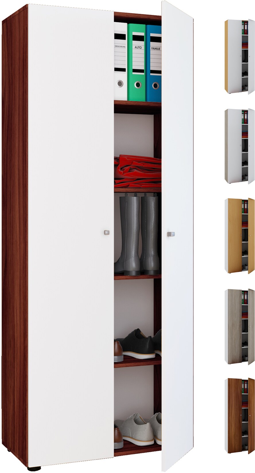 VCM Büroschrank mit 5 Fächern moderner Aktenschrank mit Drehtüren Maße B. 70 x H. 178 x T. 40 cm – Vandol