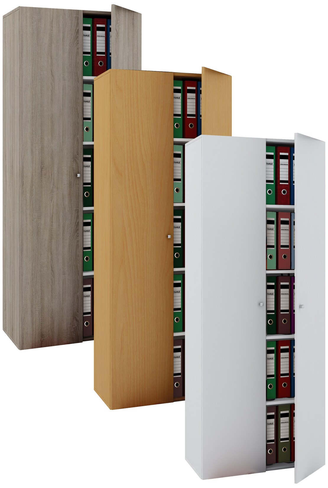 VCM Büroschrank mit 5 Fächern moderner Aktenschrank mit Drehtüren Maße ca. B. 70 x H. 178 x T. 40 cm – Vandol