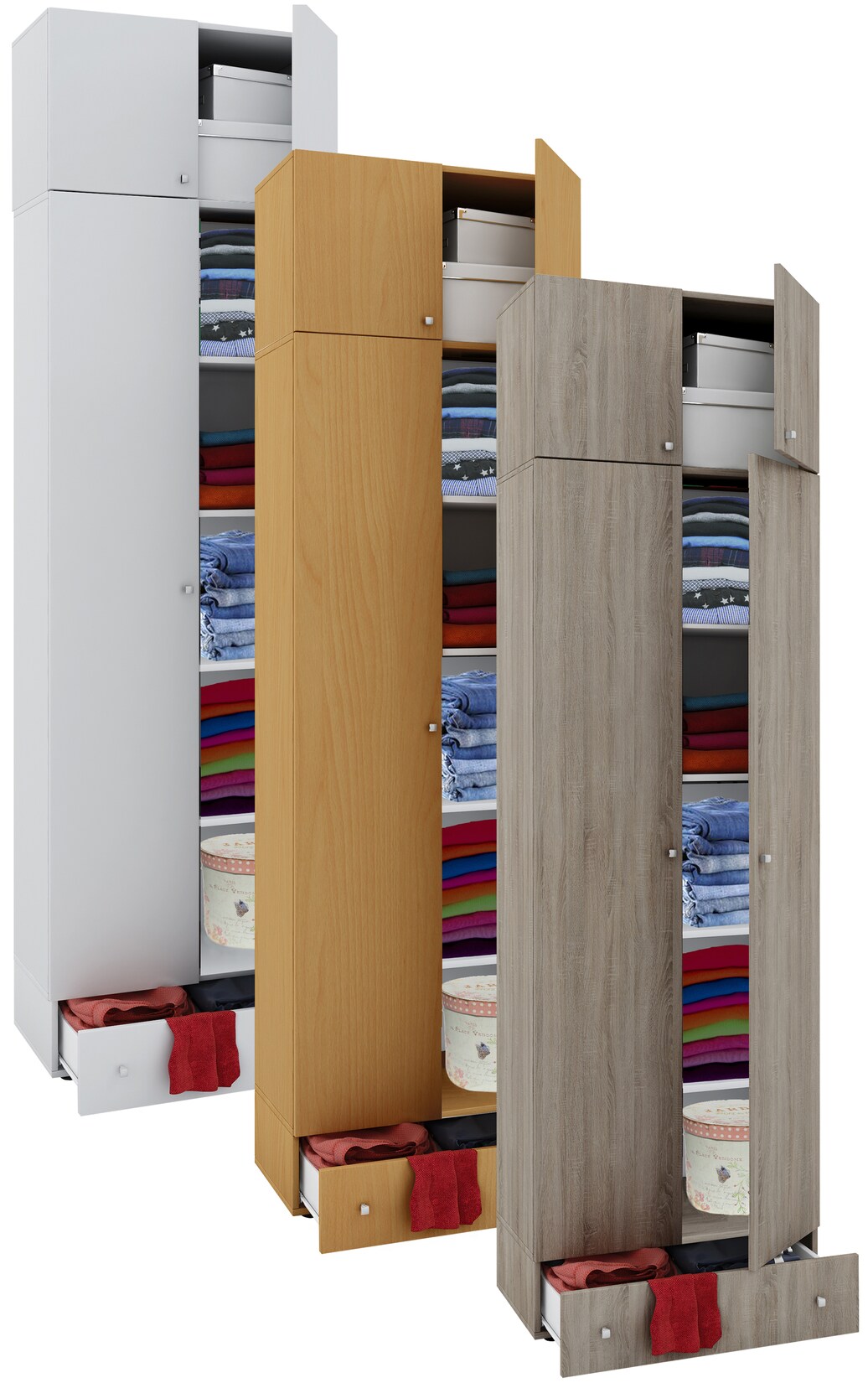 VCM Holz Kleiderschrank   Schrank mit 5 Fächer und  Drehtüren   erweiterbar   Maße ca. B. 70 x  H. 238 x T. 40 cm  – Vandol | 04051814352522