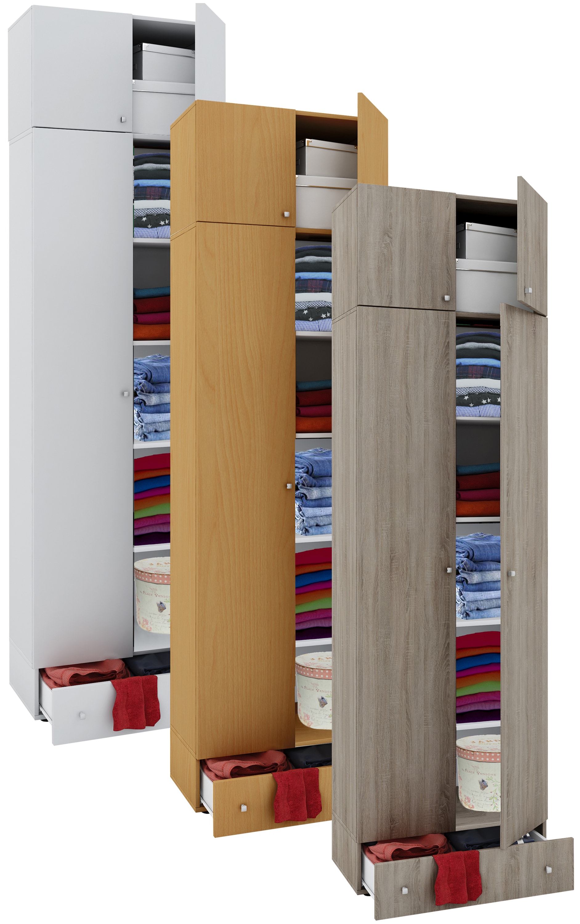 VCM Holz Kleiderschrank | Schrank mit 5 F&auml;cher und  Dreht&uuml;ren | erweiterbar | Ma&szlig;e ca. B. 70 x  H. 238 x T. 40 cm  - Vandol - Bild 1