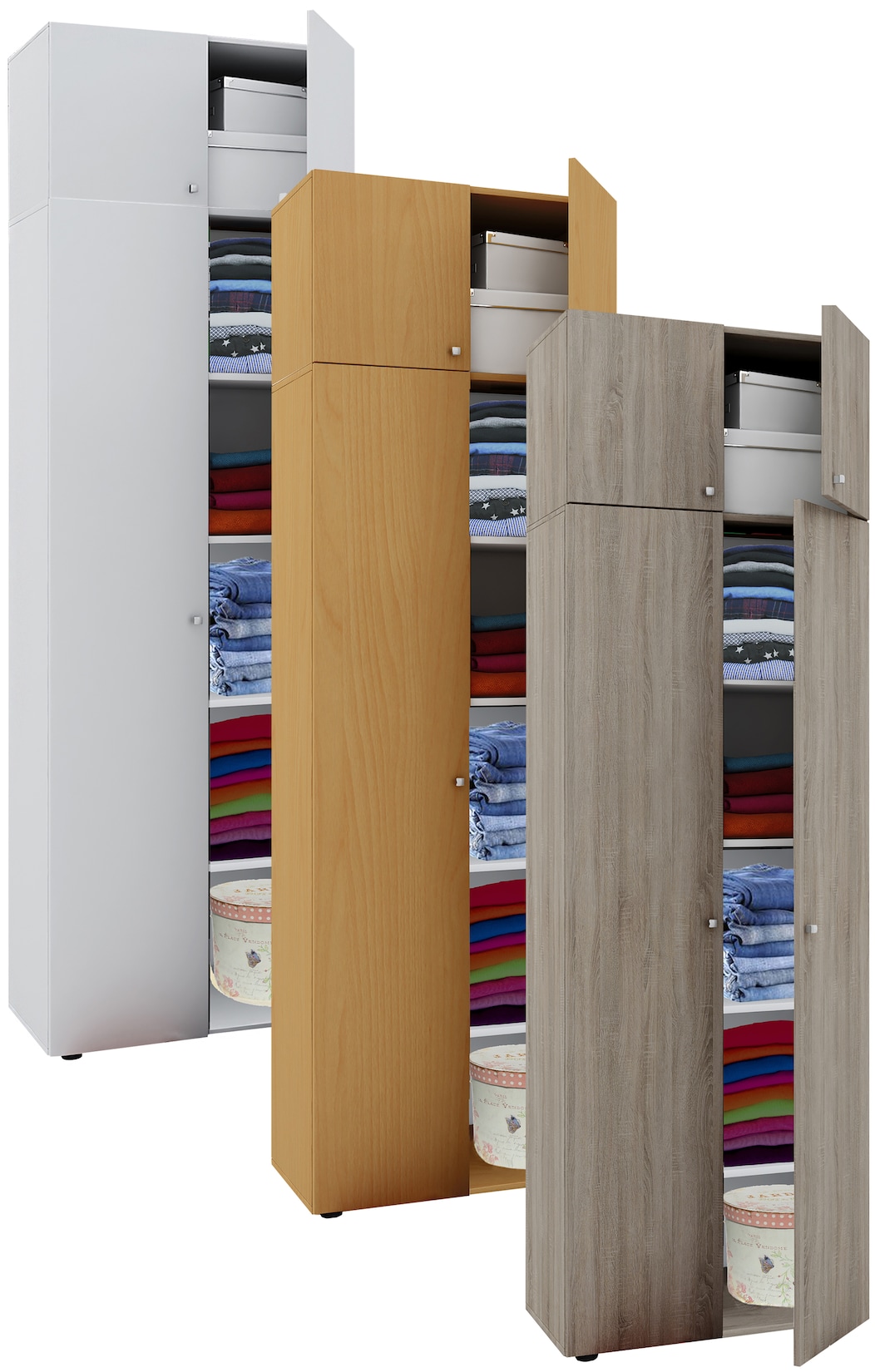 VCM Holz Kleiderschrank   Schrank  mit 6 Fächern und Drehtüren   erweiterbar   Maße ca B. 70 x  H. 218 x T. 40 cm – Vandol | 04051814352621