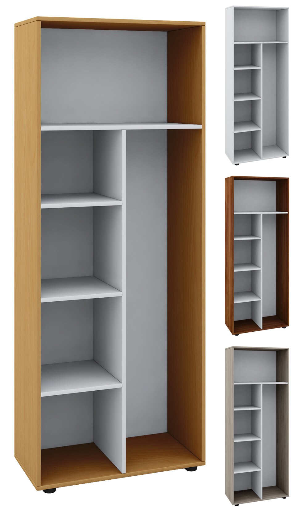 VCM Holz-Besenregal 6 Fächer Maße: . 70 x H. 178 x T. 40 cm Putzschrank Regal ohne Türen - Vandol