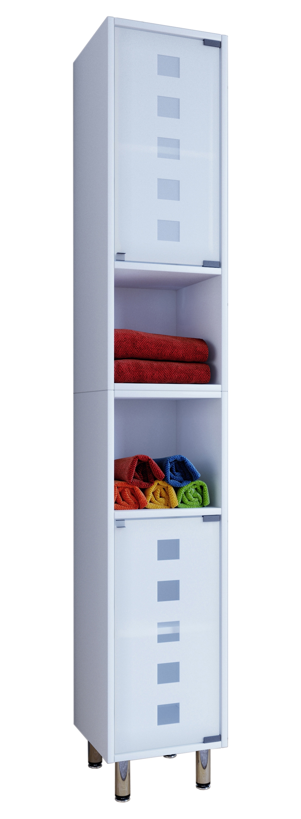 VCM Holz Badezimmerschrank | Badm&ouml;bel mit eleganter Mattglast&uuml;r | Ma&szlig;e ca. H. 180 x B. 30 x T. 30 cm | Stand Badschrank | Hochschrank - Darola - Bild 1