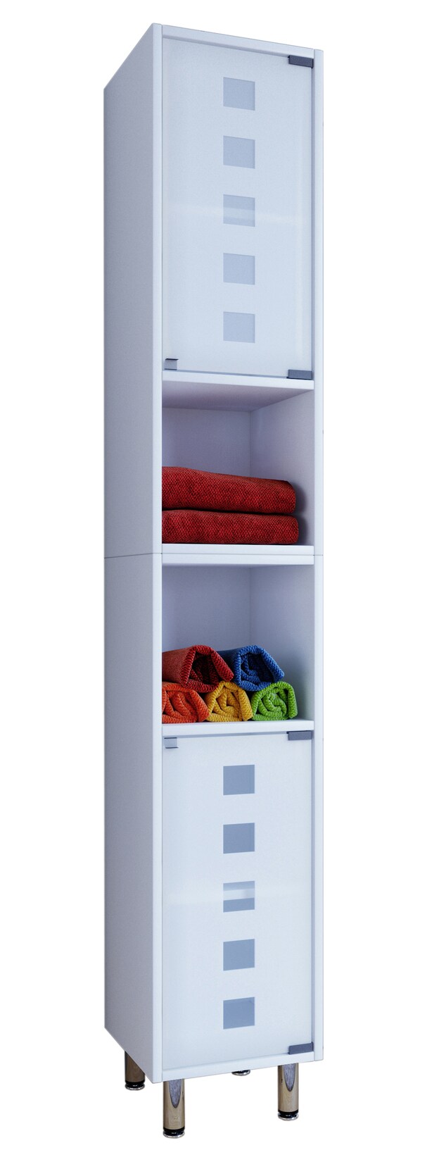 VCM Holz Badezimmerschrank   Badmöbel mit eleganter Mattglastür   Maße ca. H. 180 x B. 30 x T. 30 cm   Stand Badschrank   Hochschrank – Darola | 04051814354342