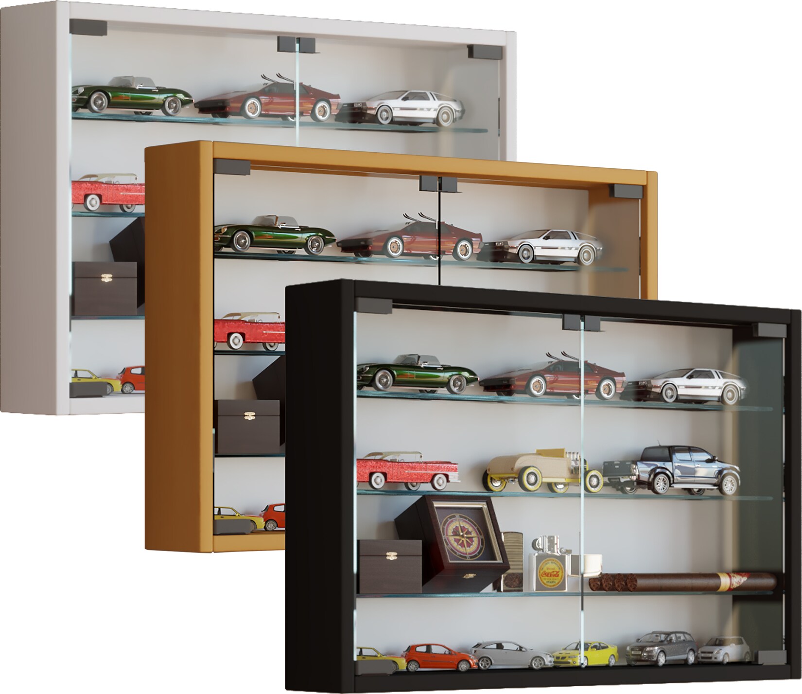 VCM Glasvitrine hängend   Vitrine Glas mit ESG-Sicherheitsglas   Maße ca H. 40 x B. 60 x T. 10 cm   Hängevitrine Glas   Modern und platzsparend   Glas Vitrinenschrank – Mandosa M | 04051814359590