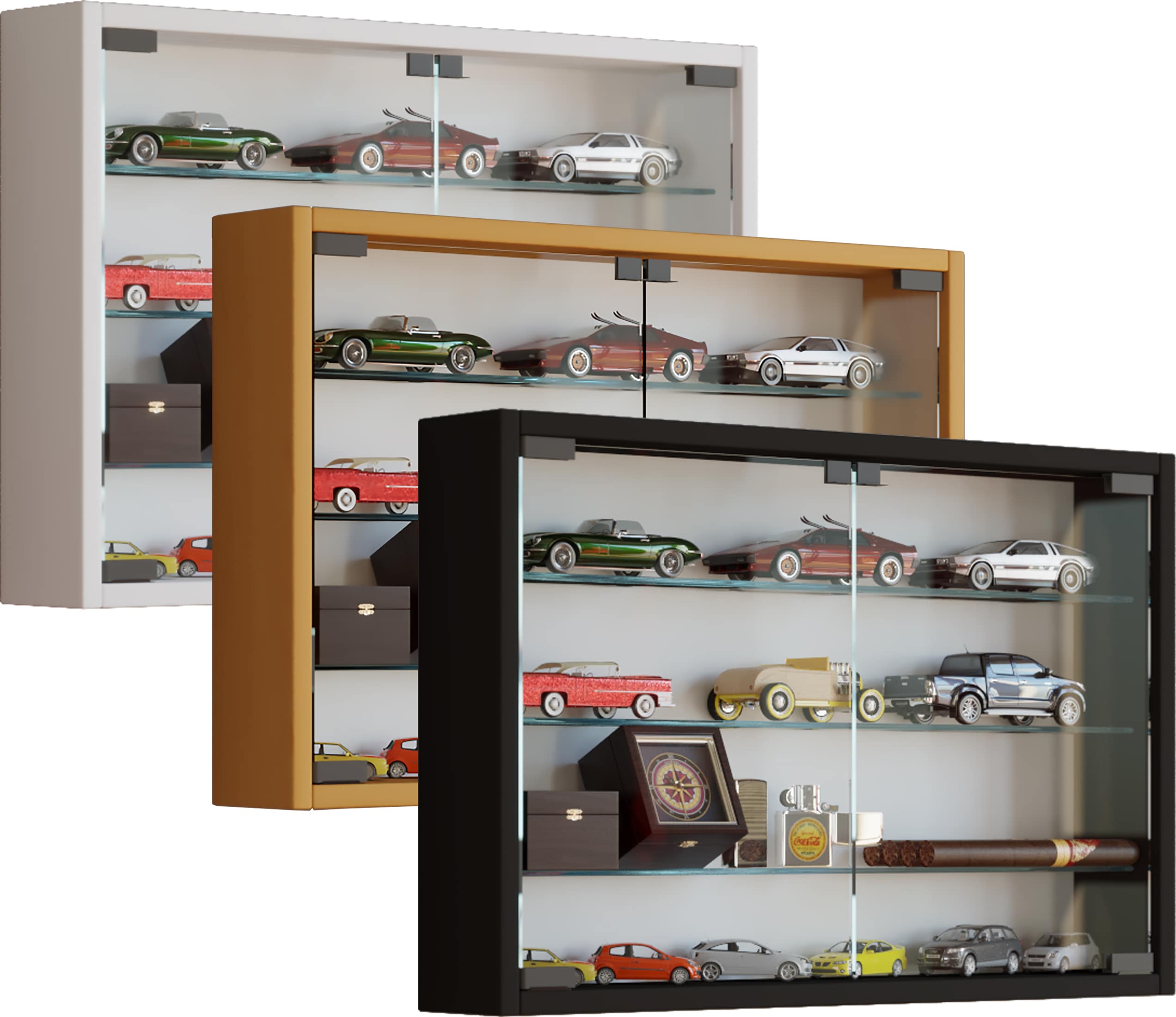 VCM Glasvitrine h&auml;ngend | Vitrine Glas mit ESG-Sicherheitsglas | Ma&szlig;e ca H. 40 x B. 60 x T. 10 cm | H&auml;ngevitrine Glas | Modern und platzsparend | Glas Vitrinenschrank - Mandosa M - Bild 1