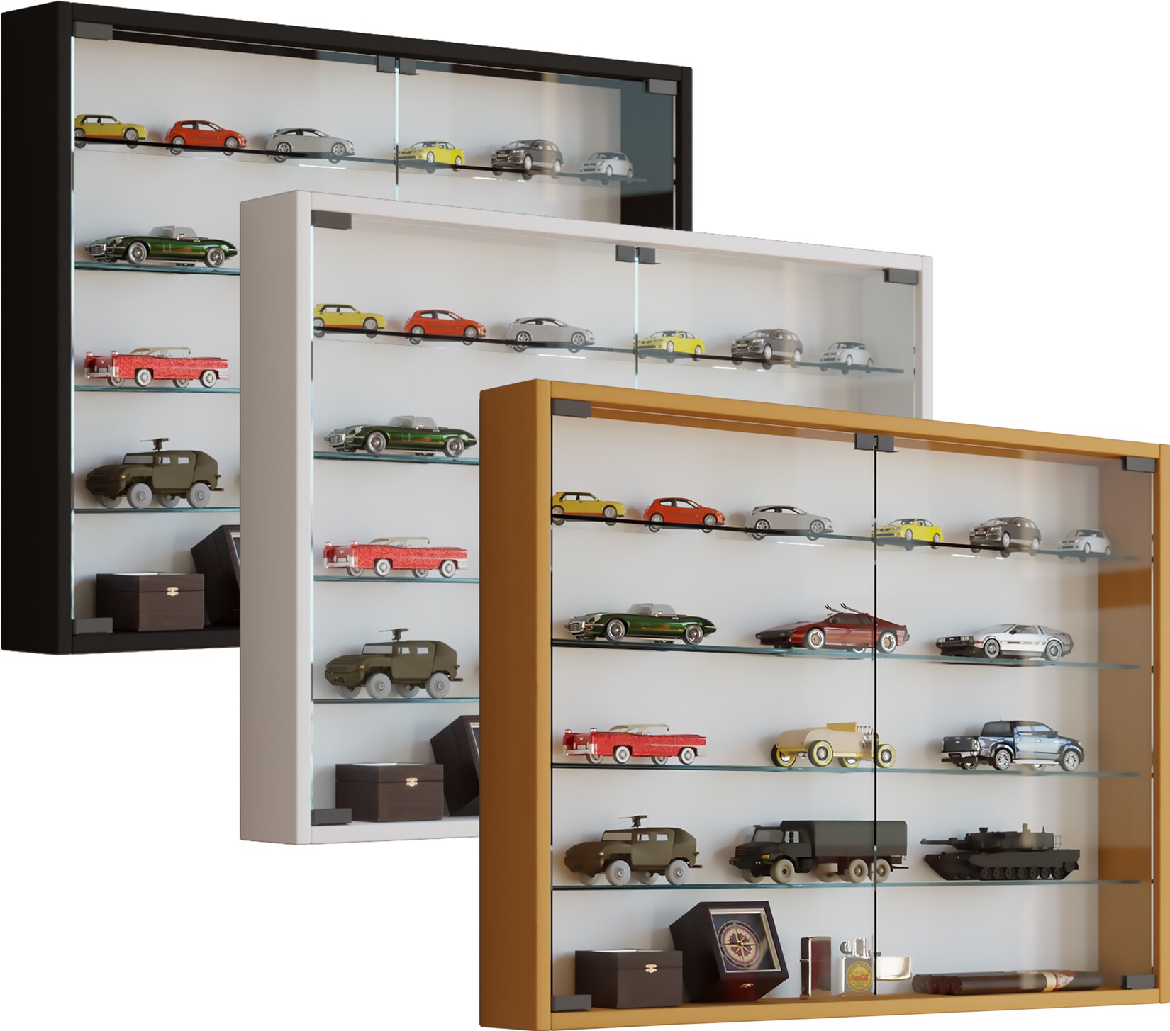 VCM Glasvitrine hängend   Vitrine Glas mit ESG-Sicherheitsglas   Maße ca. H. 60 x B. 80 x T. 10 cm   Hängevitrine Glas   Modern und platzsparend   Glas Vitrinenschrank – Mandosa L | 04051814359620