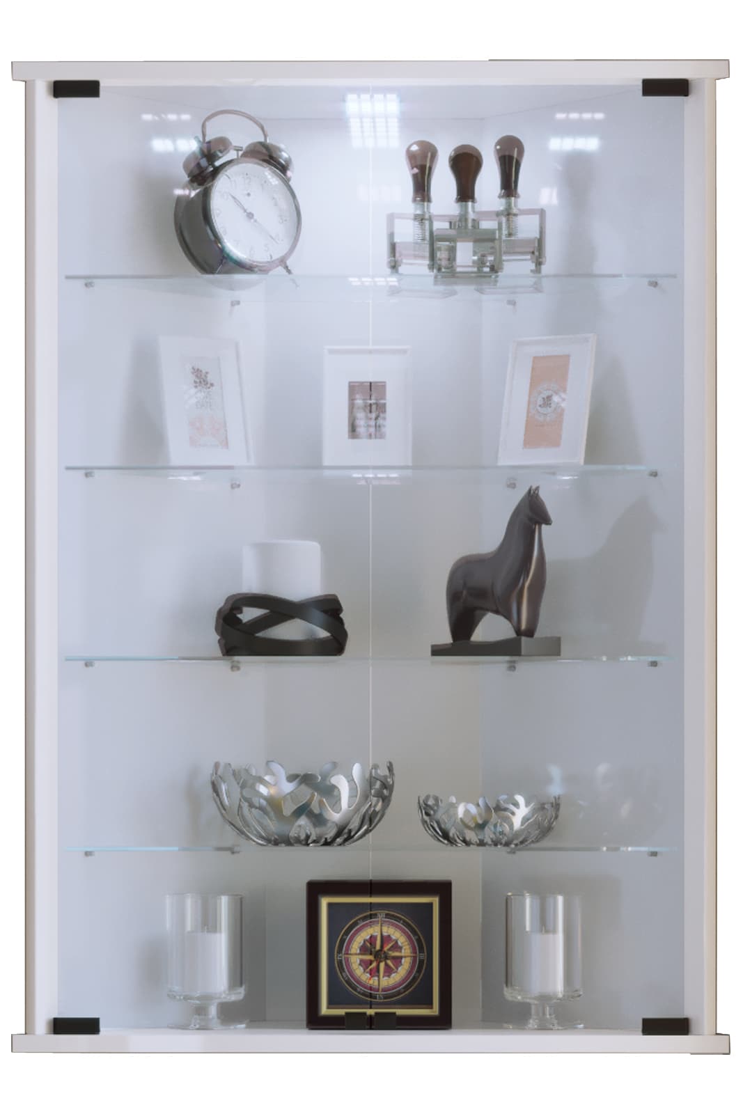 VCM Glasvitrine h&auml;ngend | Vitrine Glas mit ESG-Sicherheitsglas | Ma&szlig;e ca.  H. 88 x B. 67 x T. 23 cm (ohne F&uuml;&szlig;e)  | H&auml;ngevitrine Glas | Modern und platzsparend | Glas Vitrinenschrank - Vecko - Bild 1