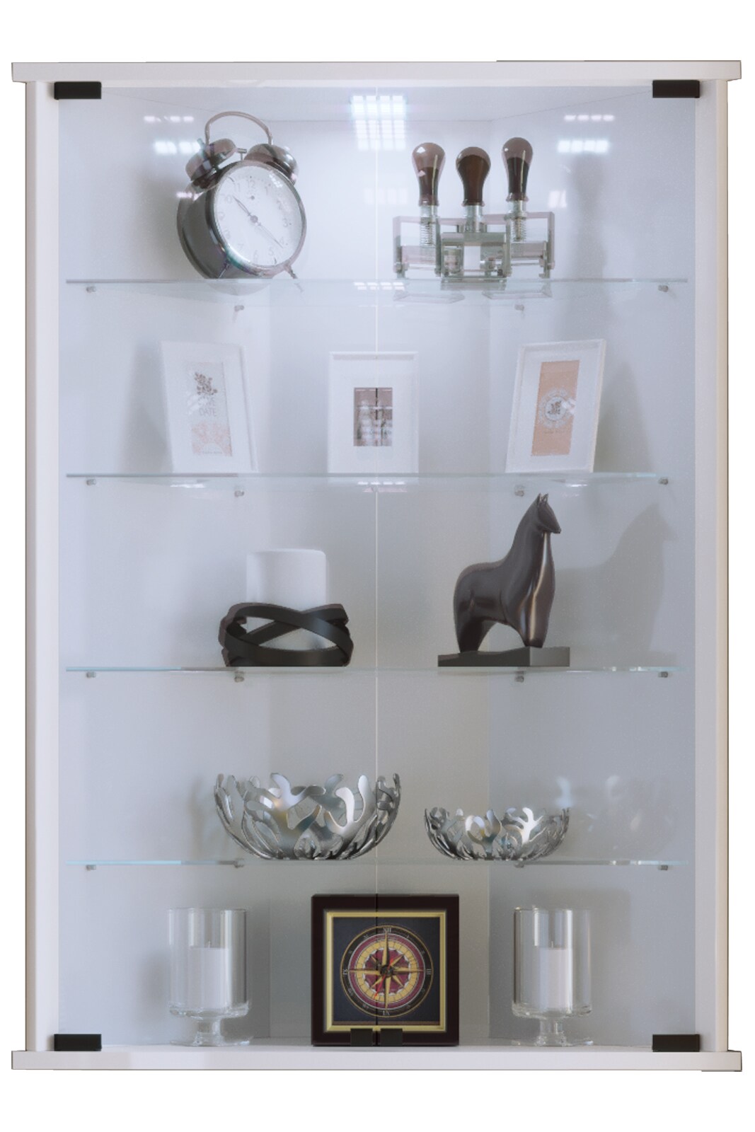 VCM Glasvitrine hängend   Vitrine Glas mit ESG-Sicherheitsglas   Maße ca.  H. 88 x B. 67 x T. 23 cm (ohne Füße)    Hängevitrine Glas   Modern und platzsparend   Glas Vitrinenschrank – Vecko | 04051814364952