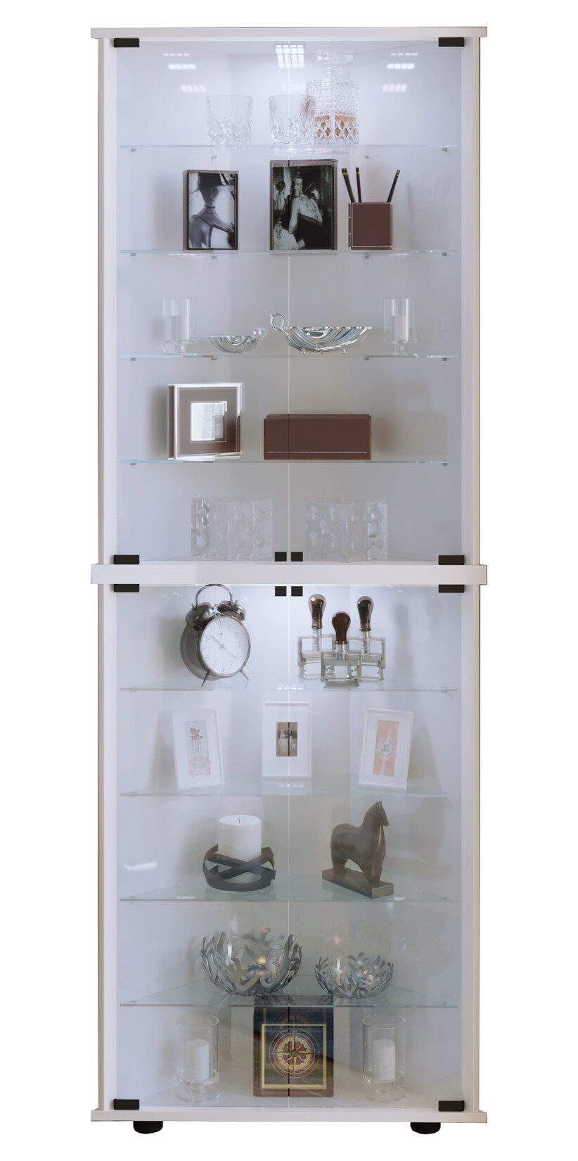 VCM Glasvitrine stehend   Vitrine Glas mit ESG-Sicherheitsglas  Maße ca. H. 176 x B. 67 x T. 23 cm   Standvitrine Glas   Modern und platzsparend   Glas Vitrinenschrank – Vecko XL | 04051814365034