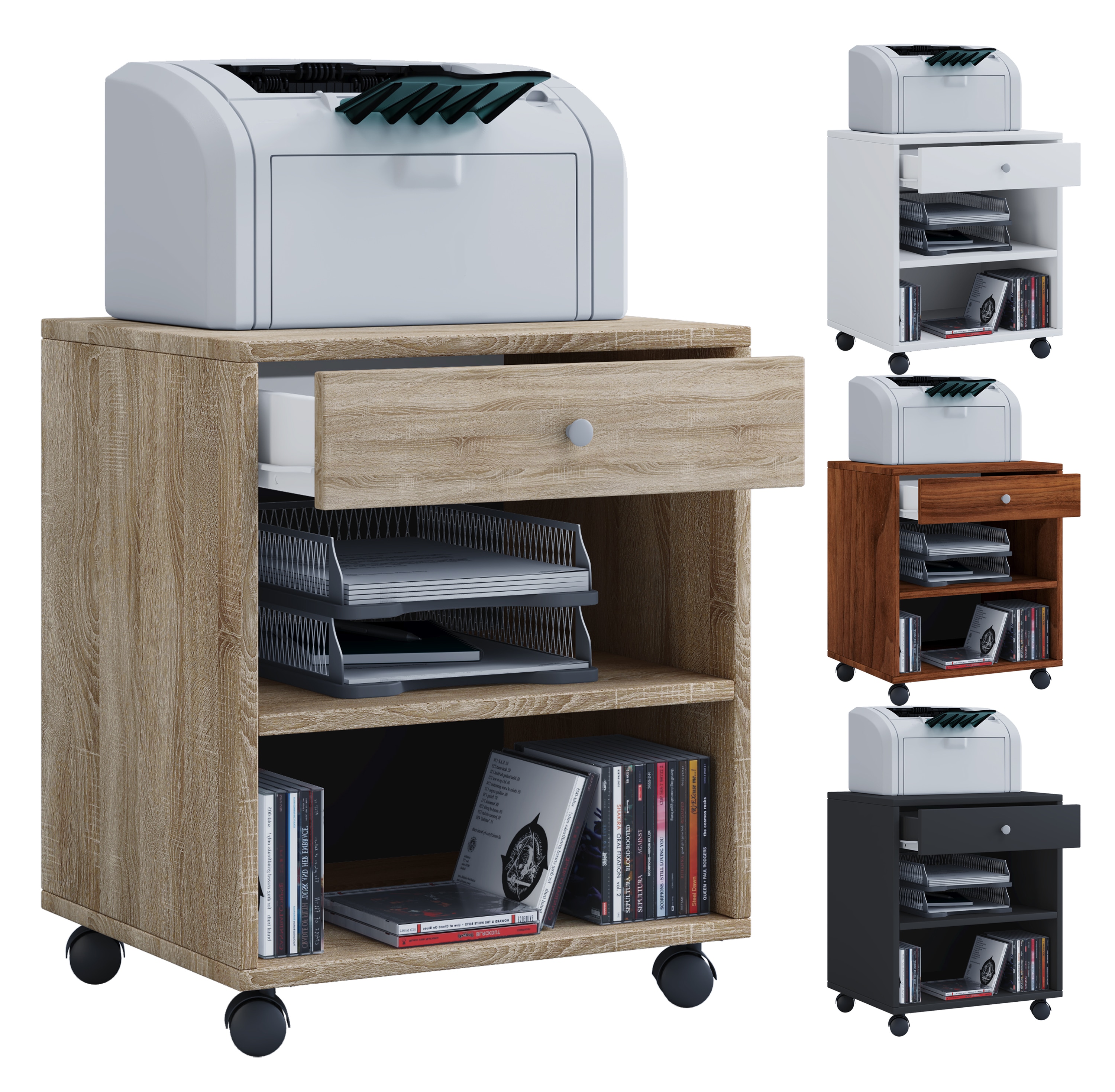 VCM Rollcontainer | Beistellcontainer mit zwei offenen F&auml;chern | Ma&szlig;e ca. H. 54 x B. 45 x T. 38 cm | B&uuml;rocontainer - Salda - Bild 1