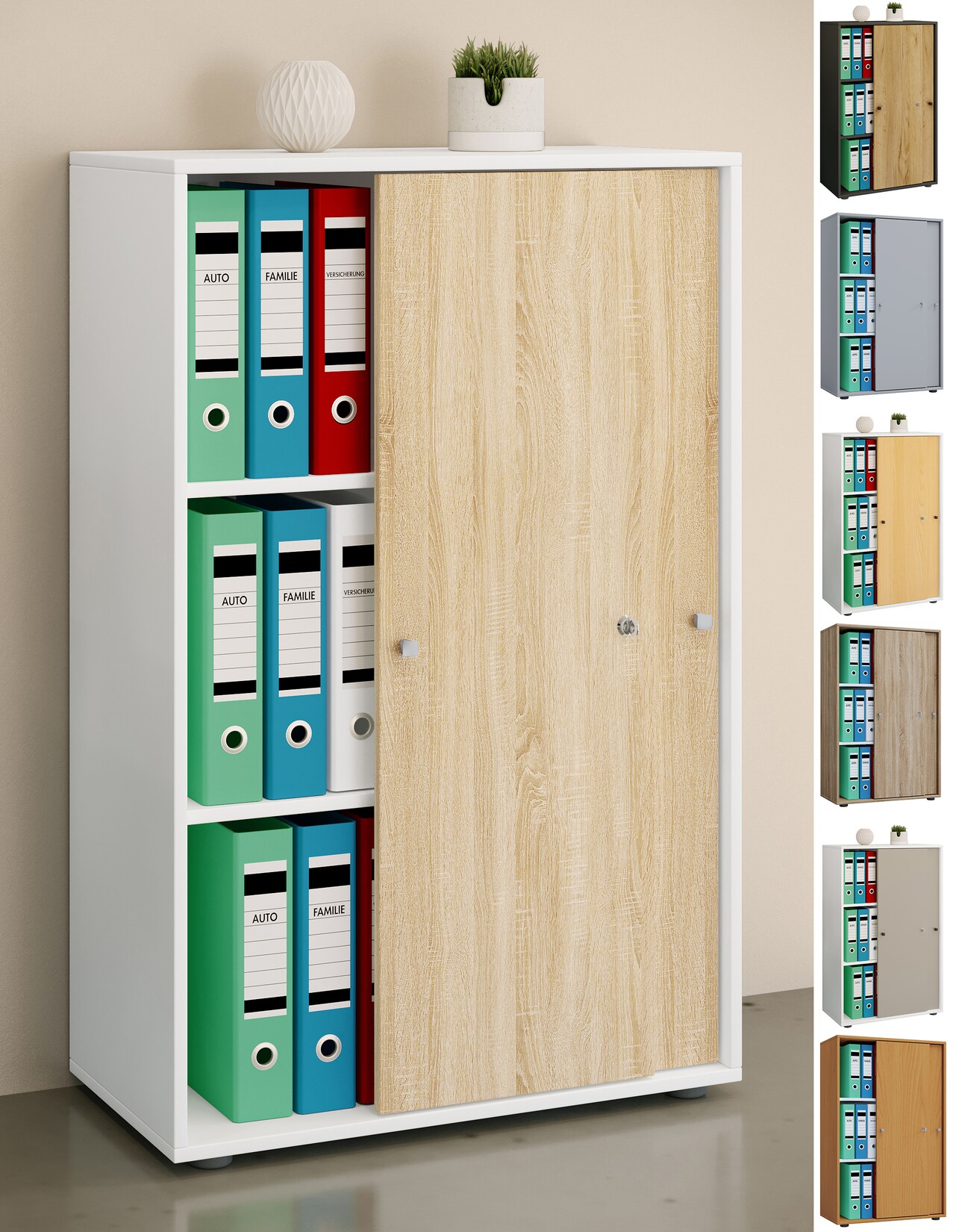 VCM Aktenschrank mit Schiebetüren Lona 3 Fächer