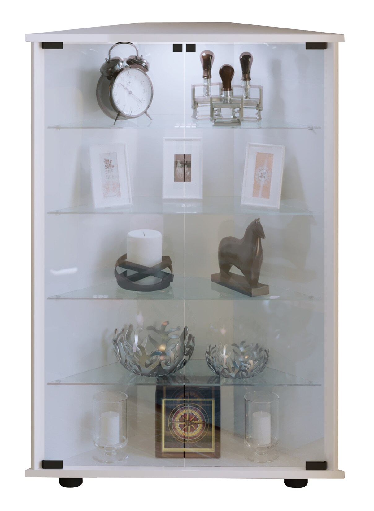 VCM Glasvitrine stehend   Vitrine Glas mit ESG-Sicherheitsglas  Maße ca. H. 88 x B. 67 x T. 23 cm   Standvitrine Glas   Modern und platzsparend   Glas Vitrinenschrank – Vecko L | 04051814372018