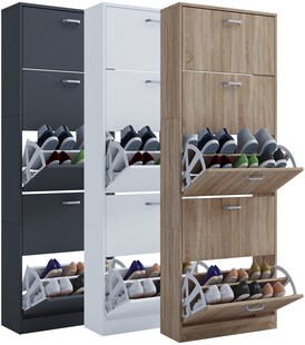 VCM Holz Schuhschrank | Maße: H. 170 x B. 59 x T. 22 cm | 5 Klappen - Sipos XL - Bild 1