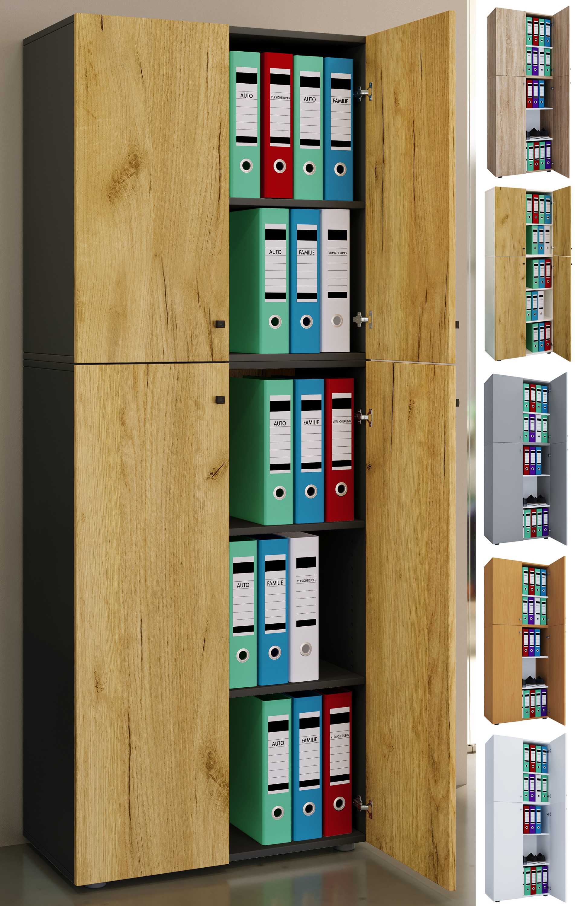 VCM Aktenschrank mit Dreht&uuml;ren Lona 5 F&auml;cher - Bild 1