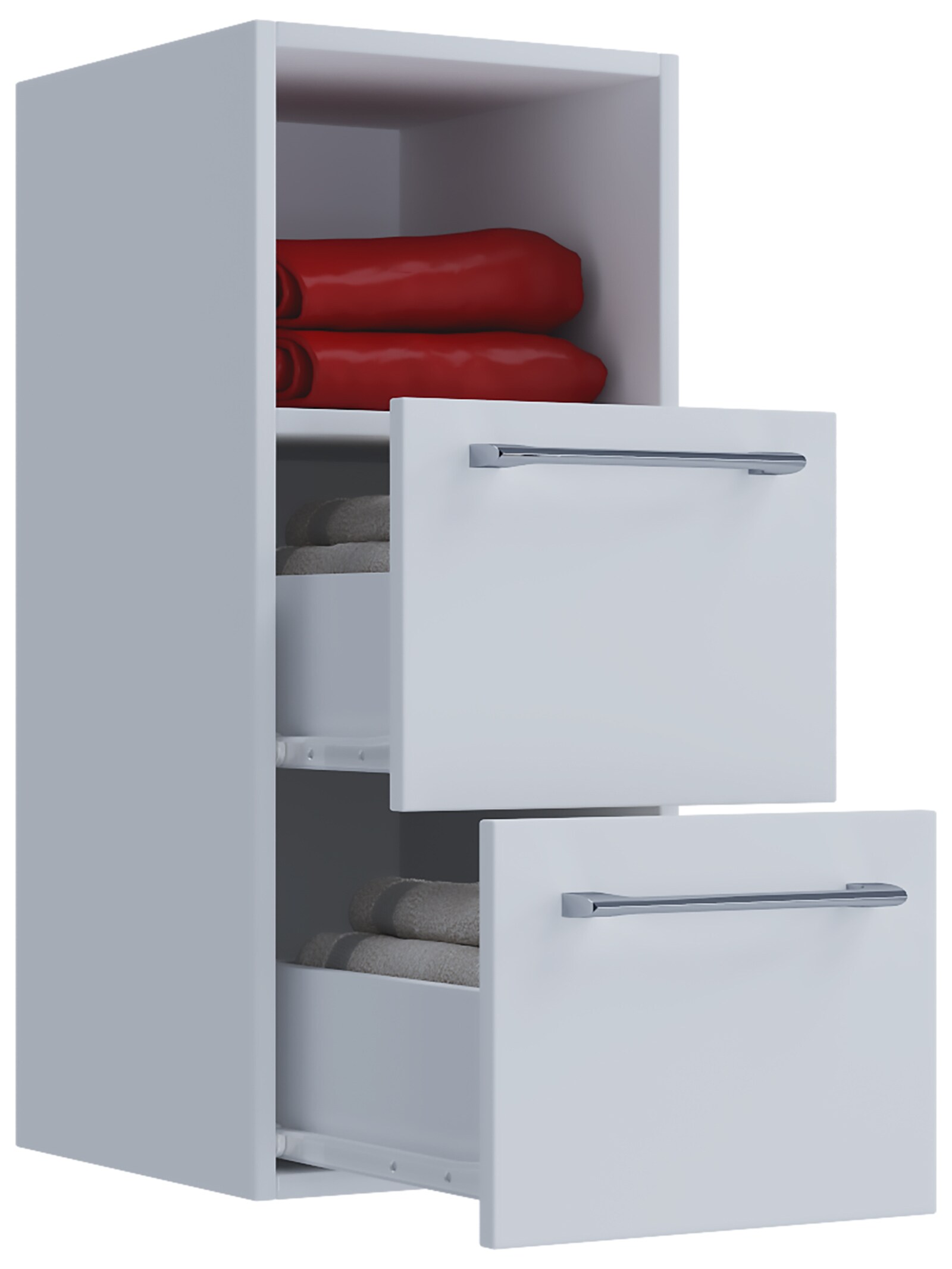 VCM Holz Wandregal | Midischrank | Ma&szlig;e: H. 76 x B. 33 x T. 37 cm | 2 Schubladen und 1 offenes Fach - Badinos S - Bild 1