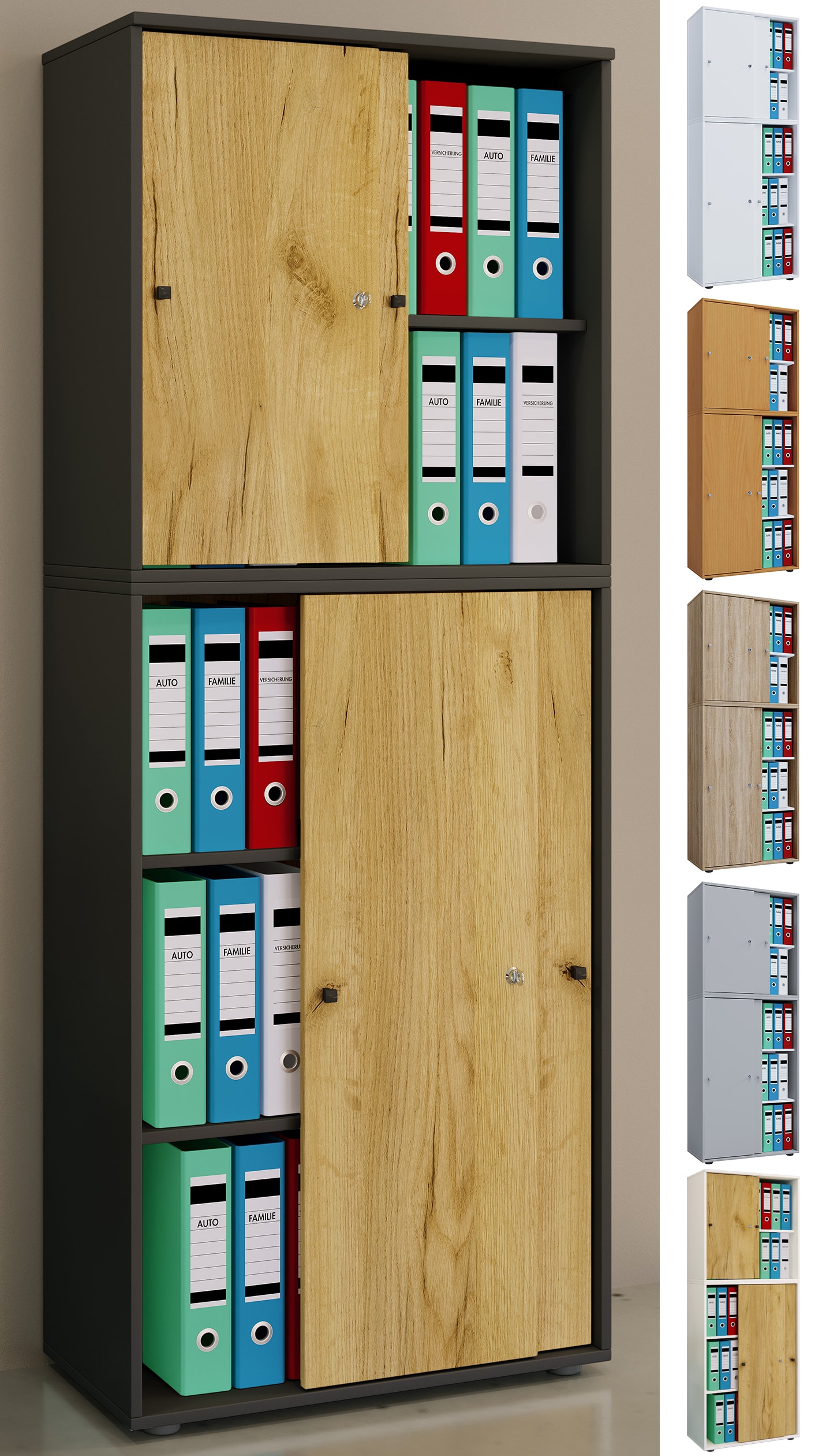 VCM Aktenschrank mit Schiebet&uuml;ren Lona 5 F&auml;cher - Bild 1