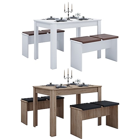 VCM Holz Essgruppe Bank Küchentisch Esstisch Set Tischgruppe Tisch Bänke Esal XL - Bild 1