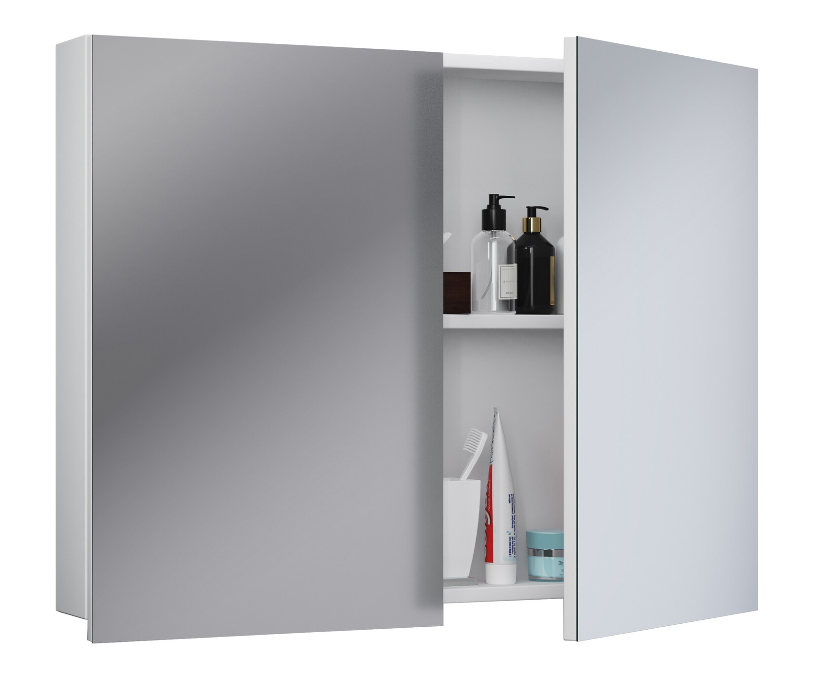 VCM Badschrank zeitlos Maße ca. H. 59 x B. 60 x T. 12 cm Zwei Drehtüren Spiegelschrank - Badinos 59 x 60 cm