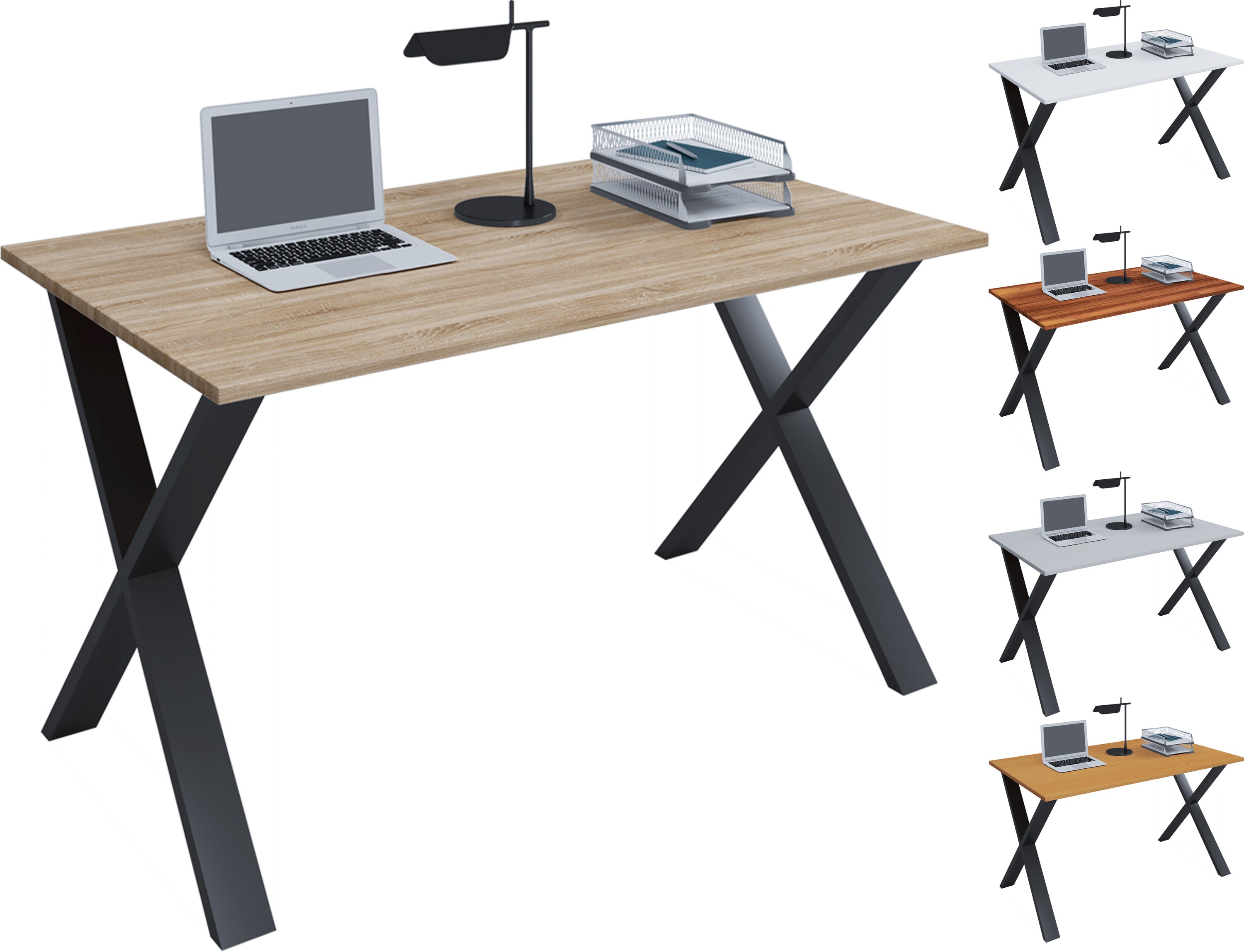VCM Holz Schreibtisch | H. 76 x B. 80 x T. 50 cm | Computertisch schlicht | F&uuml;&szlig;e aus hochwertigem Metall | Arbeitstisch | B&uuml;rom&ouml;bel - Lona U - Bild 1