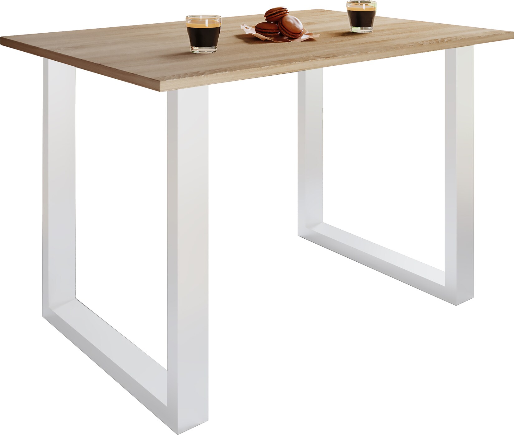 VCM Holz Schreibtisch H. 76 x B. 110 x T. 50 cm Computertisch schlicht Füße aus hochwertigem Metall Arbeitstisch Büromöbel - Lona U
