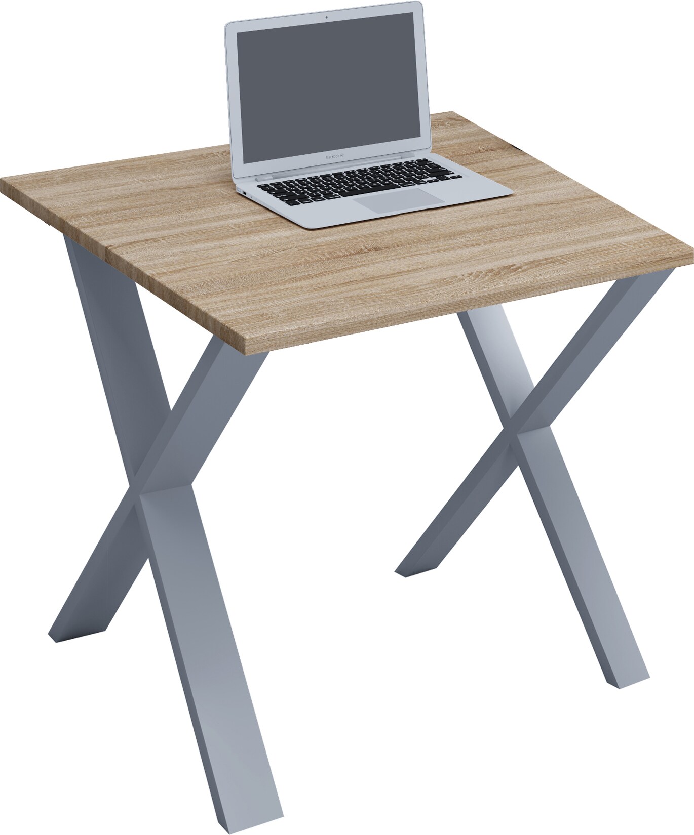 VCM Holz Schreibtisch H. 76 x B. 80 x T. 80 cm Computertisch schlicht Füße aus hochwertigem Metall Arbeitstisch Büromöbel - Lona X