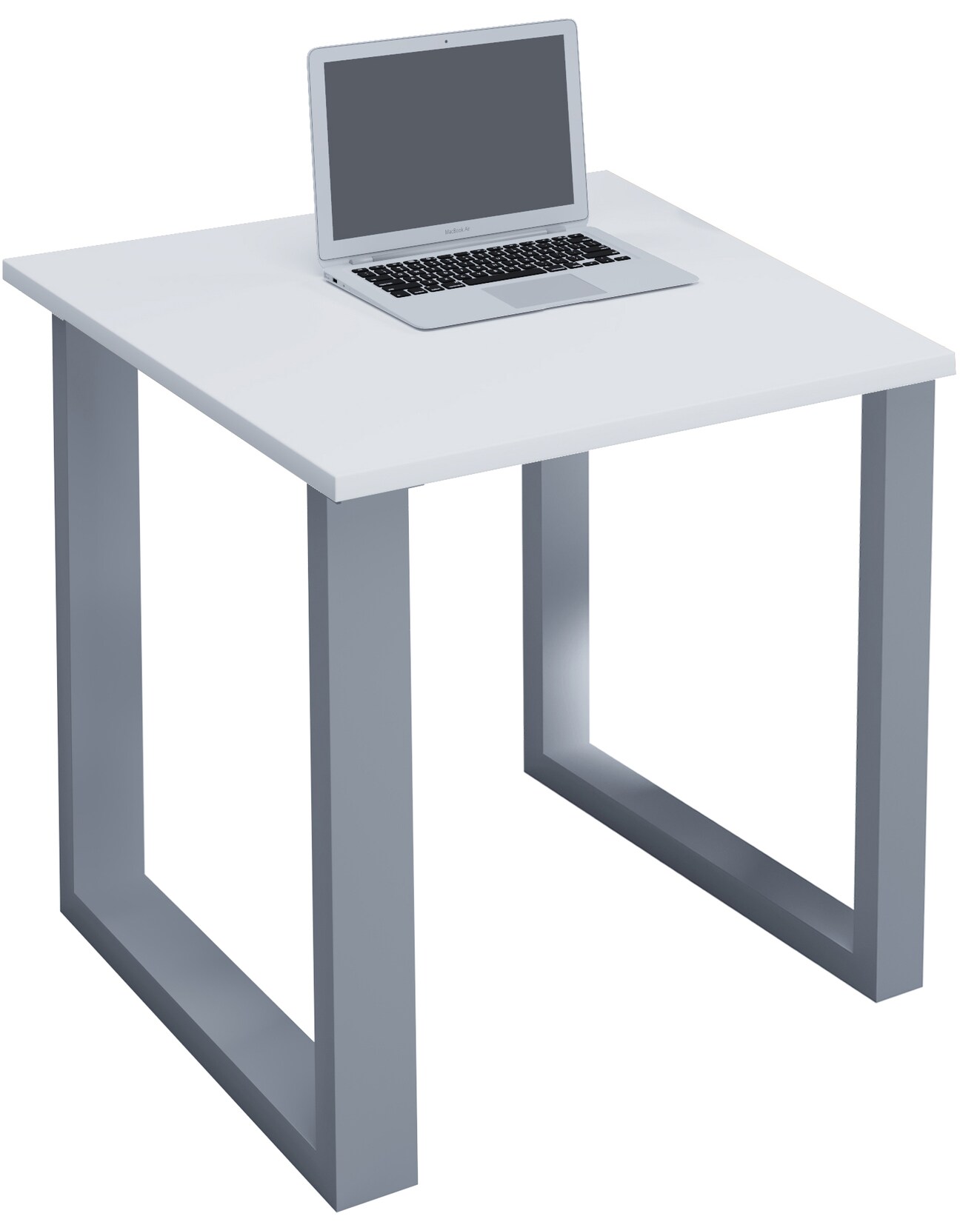 VCM Holz Schreibtisch H. 76 x B. 80 x T. 80 cm Computertisch schlicht Füße aus hochwertigem Metall Arbeitstisch Büromöbel - Lona U