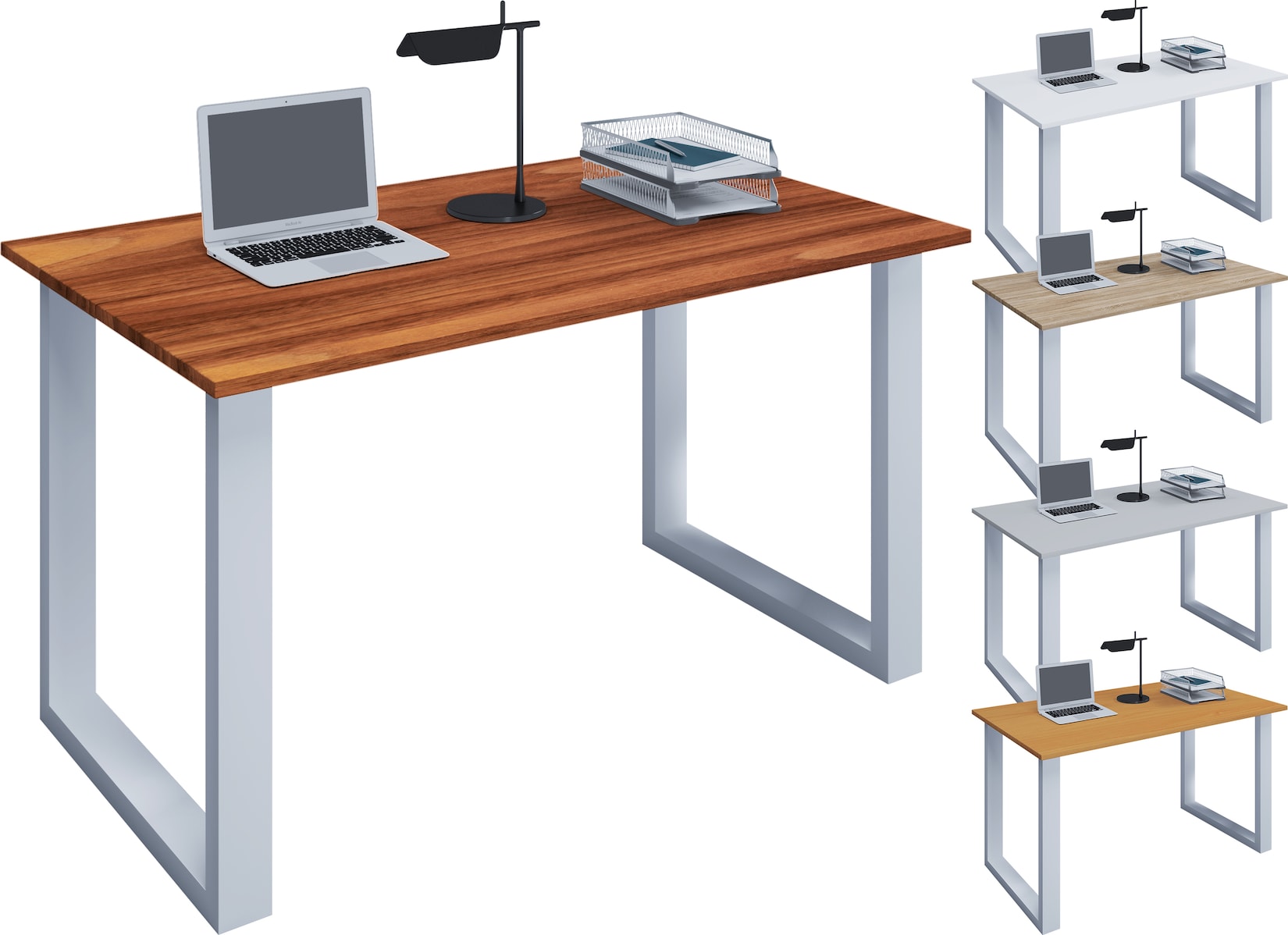 VCM Holz Schreibtisch H. 76 x B. 80 x T. 80 cm Computertisch schlicht Füße aus hochwertigem Metall Arbeitstisch Büromöbel - Lona U
