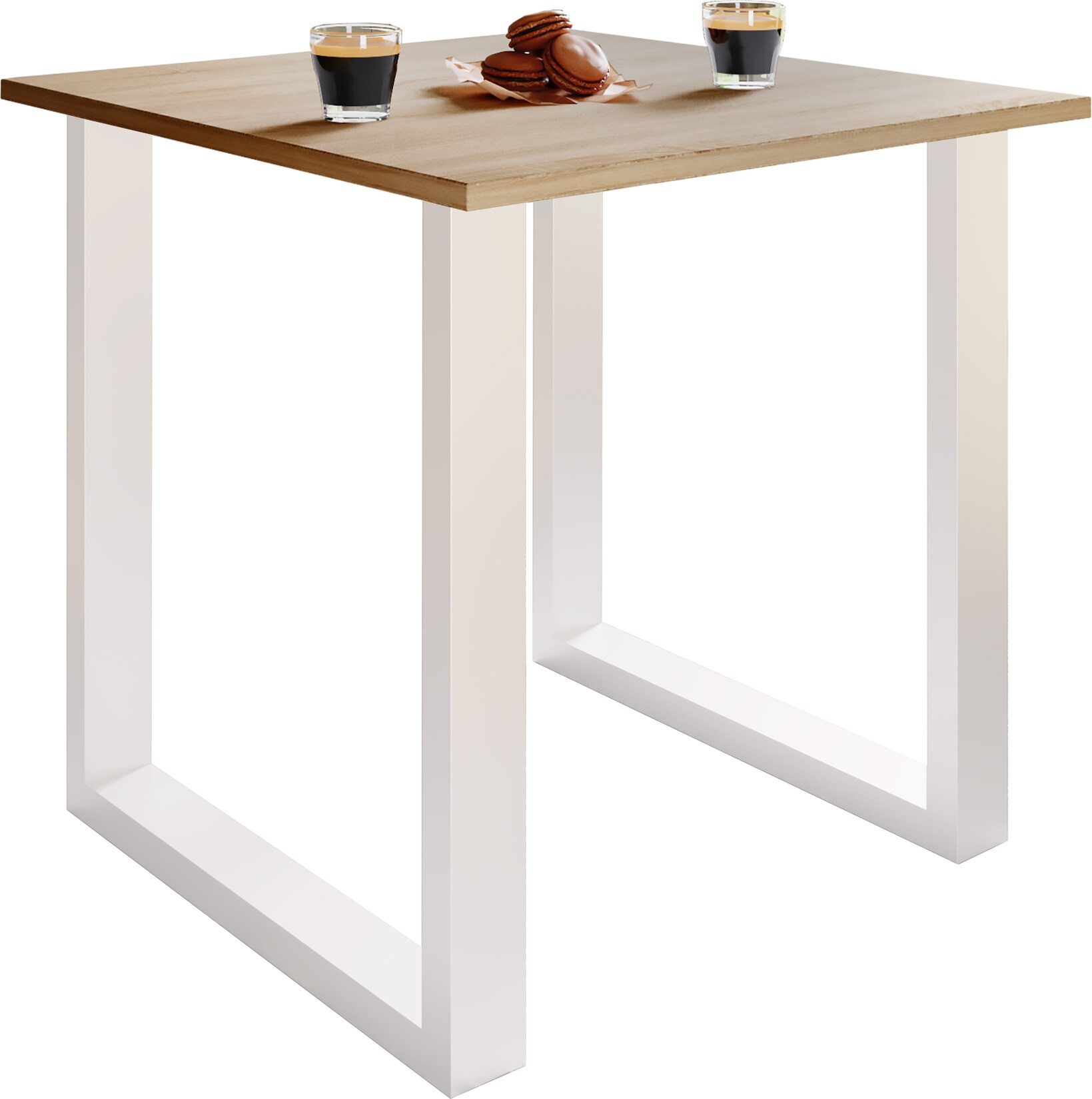 VCM Holz Schreibtisch H. 76 x B. 80 x T. 80 cm Computertisch schlicht Füße aus hochwertigem Metall Arbeitstisch Büromöbel - Lona U